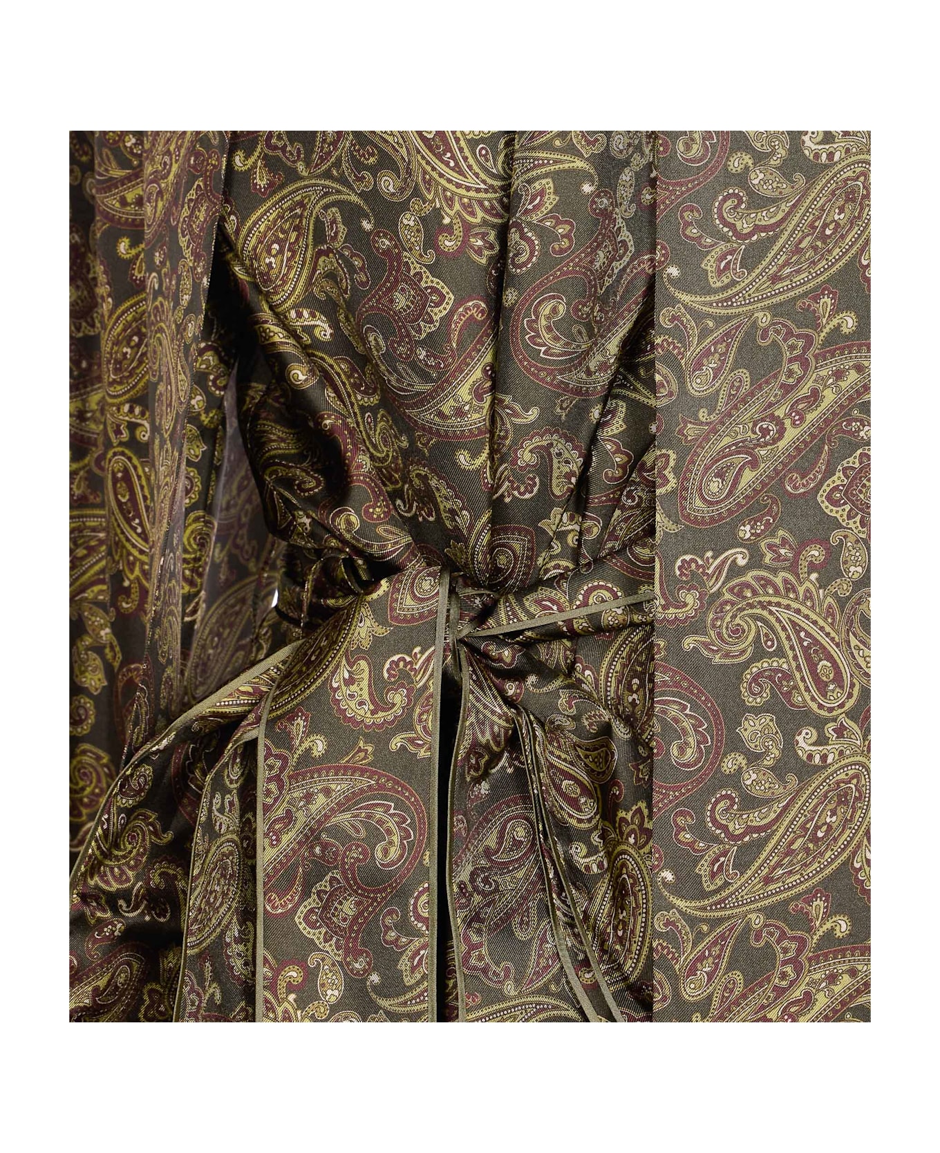 Paisley Motif Silk Dress - Thumbnail 4