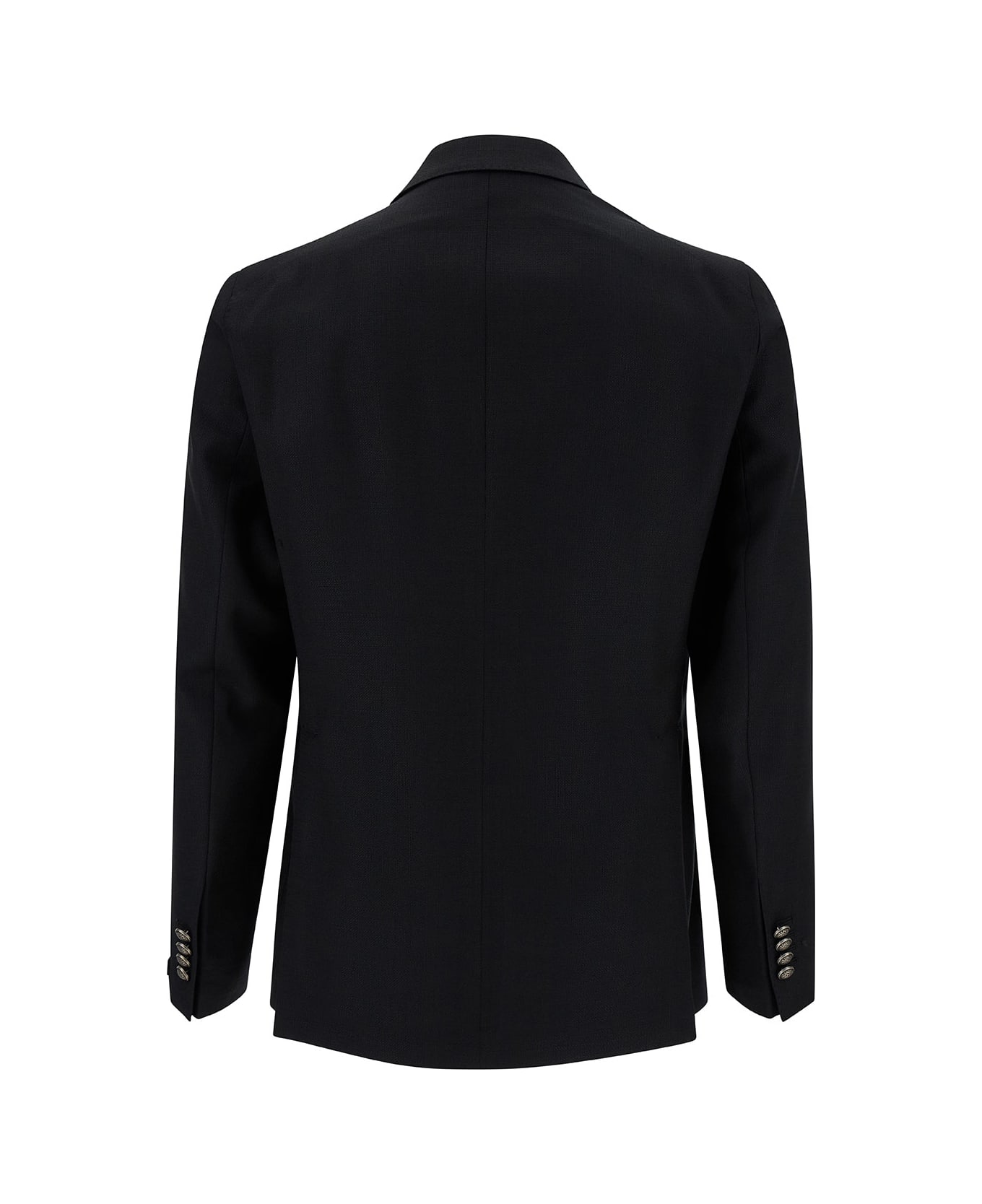 Tagliatore 'montecarlo' Black Double-breasted Jacket With Silver-colored Buttons In Wool Man - Black ブレザー