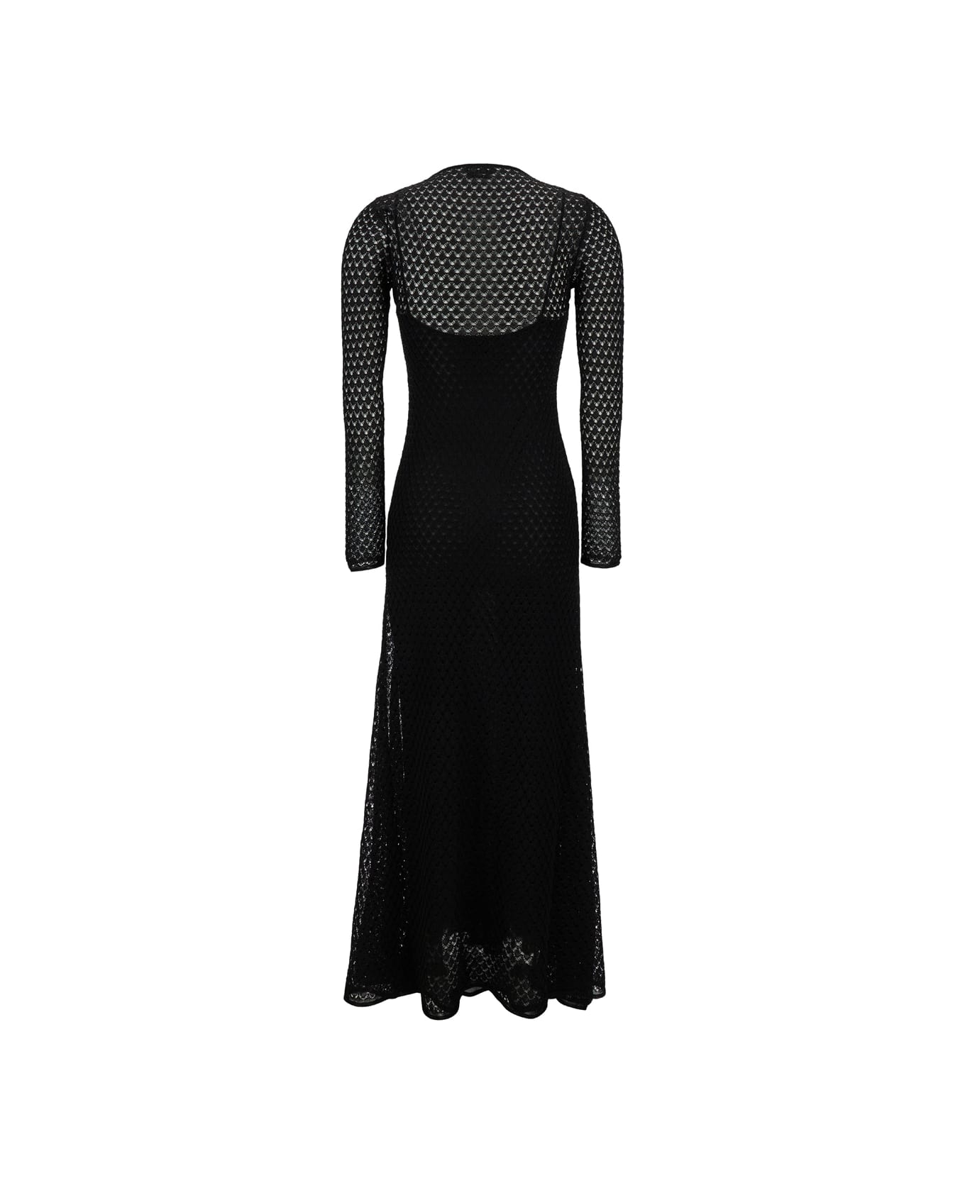 Tom Ford Black Crochet Weave Long Dress In Viscose Woman - Black