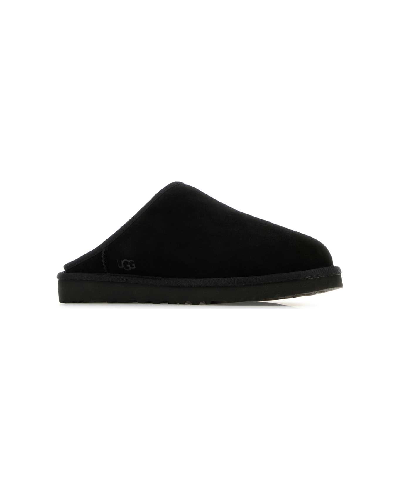 UGG Black Suede Classic Slippers - Black