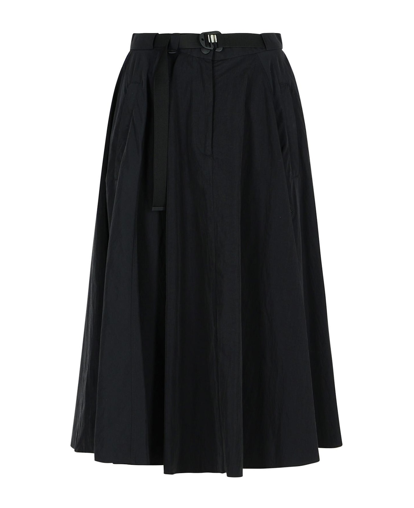 Moncler Belted A-line Midi Skirt - BLACK