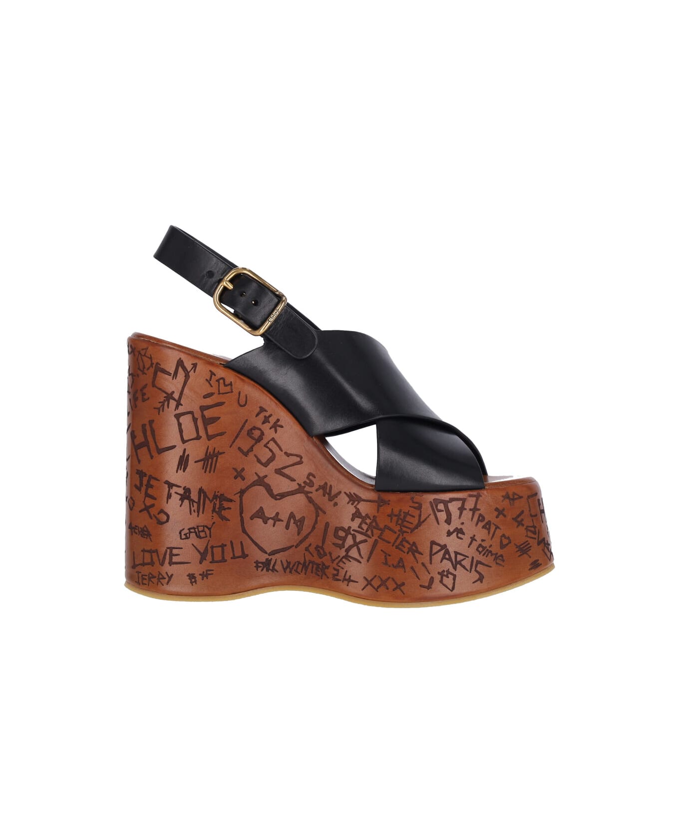 Chloé 'maxime' Wedge Sandals - Black