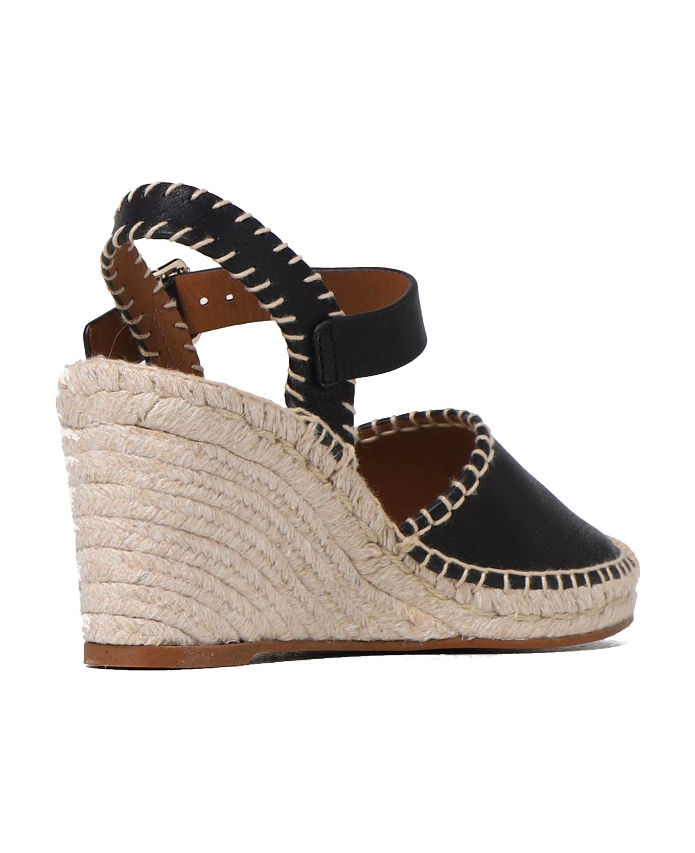 Chloé Leather Wedge Sandals - Black サンダル