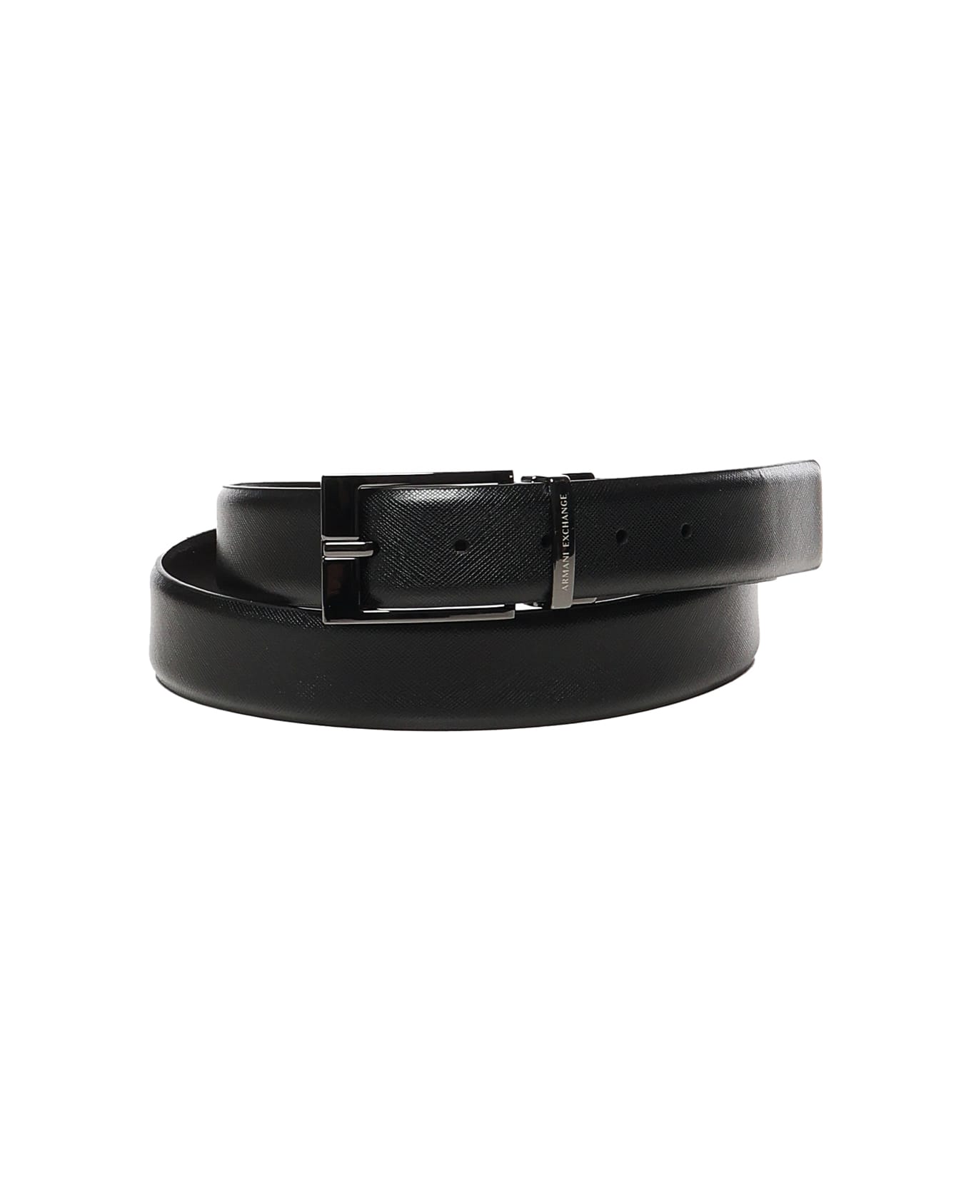 Armani Exchange Reversible Leather Belt - Black/Dark Brown