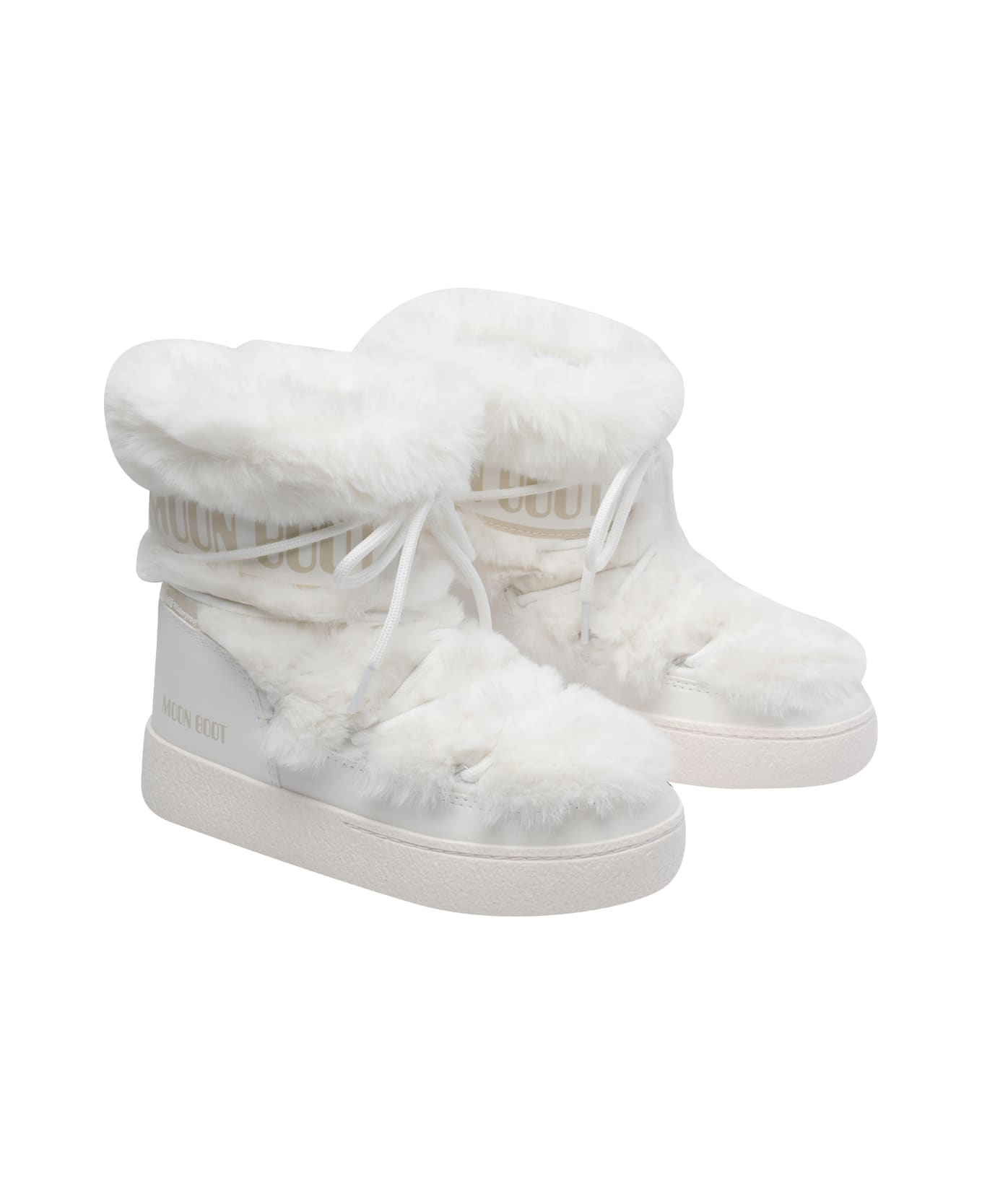 Moon Boot Ltrack Tube Faux Fur Booties - White