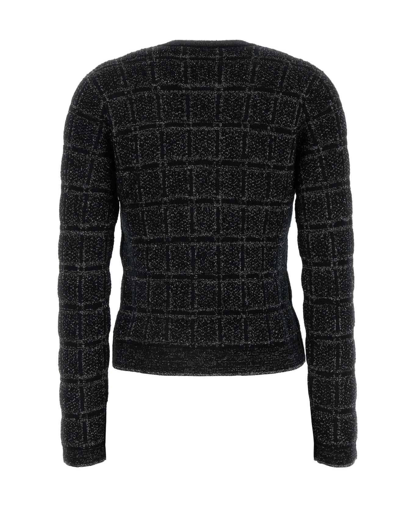 Gucci Black Wool Blend Cardigan - BLACKSILVER