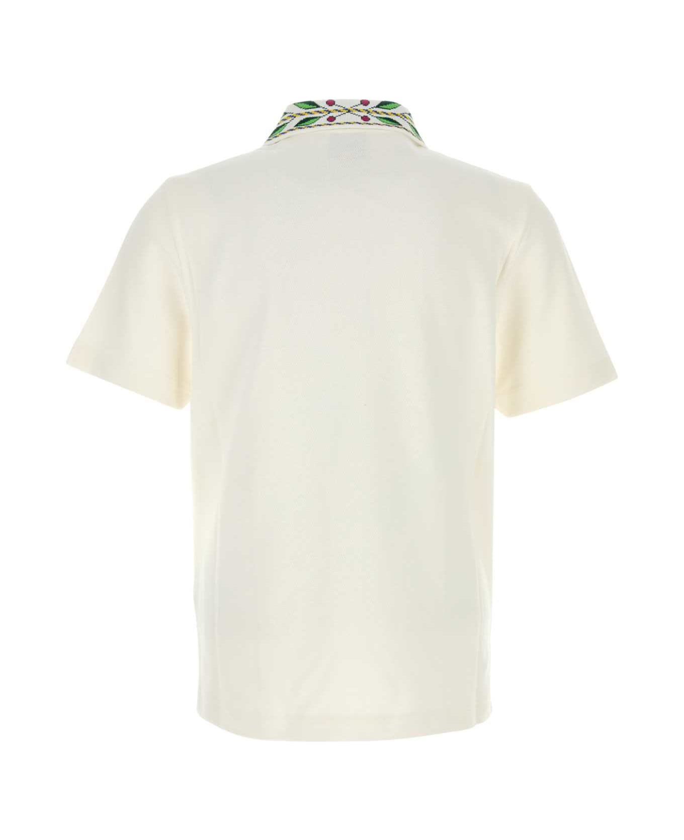 Casablanca White Piquet Polo Shirt - OFFWHITE