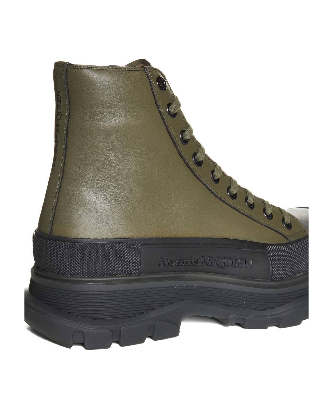 Alexander McQueen Tread Slick Lace Up Ankle Boot - Khaki Black ブーツ