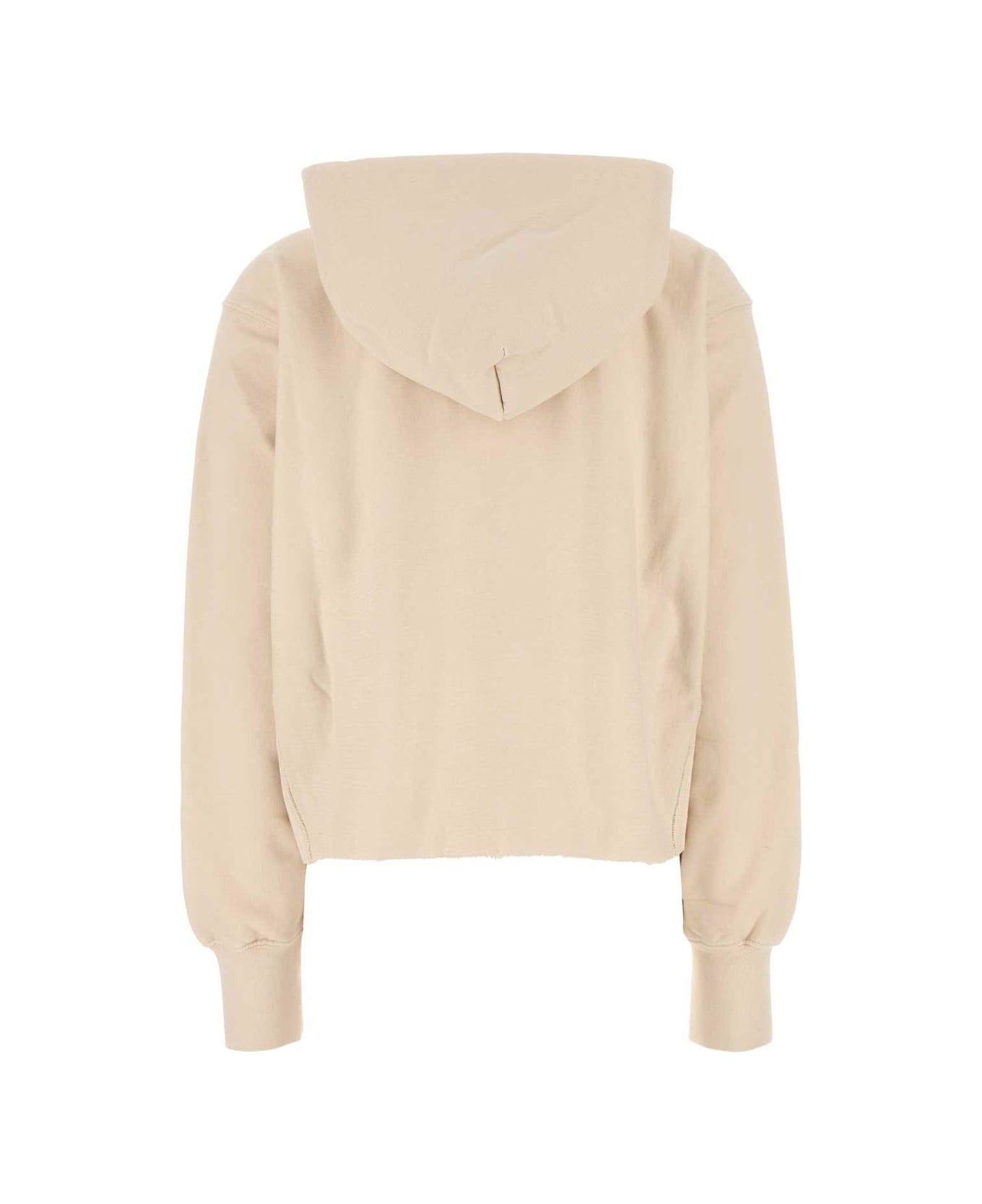 Maison Margiela Logo Detailed Raw-cut Hem Hoodie - NEUTRALS