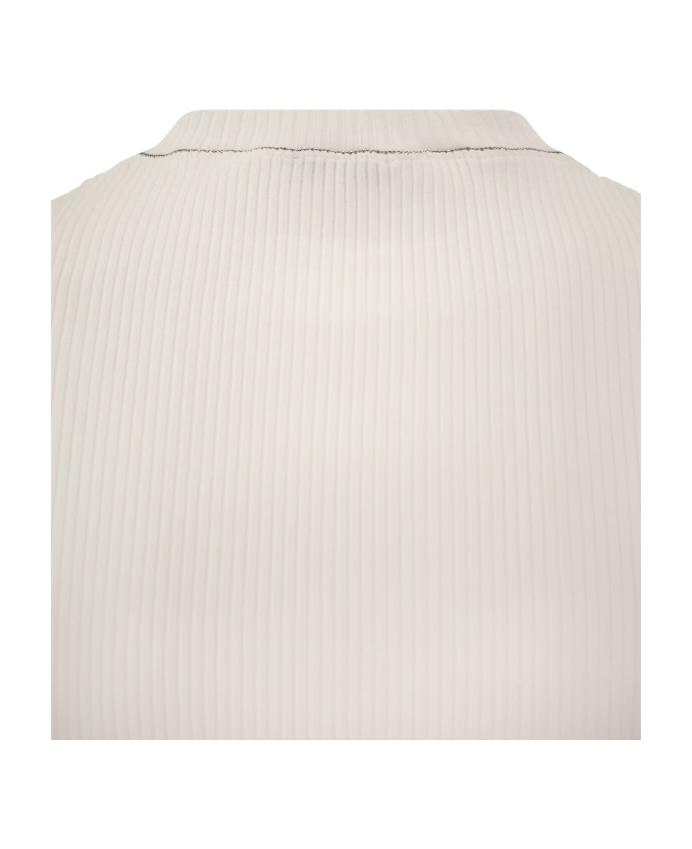Brunello Cucinelli Ribbed Cotton Jersey Top - White ベスト