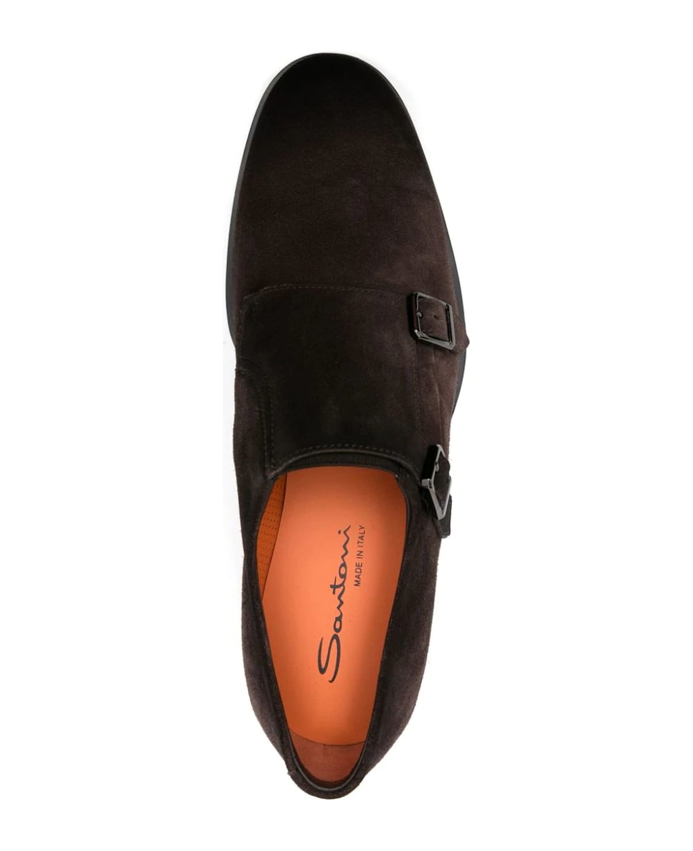 Santoni Brown Calf Suede Monk Shoes - Brown