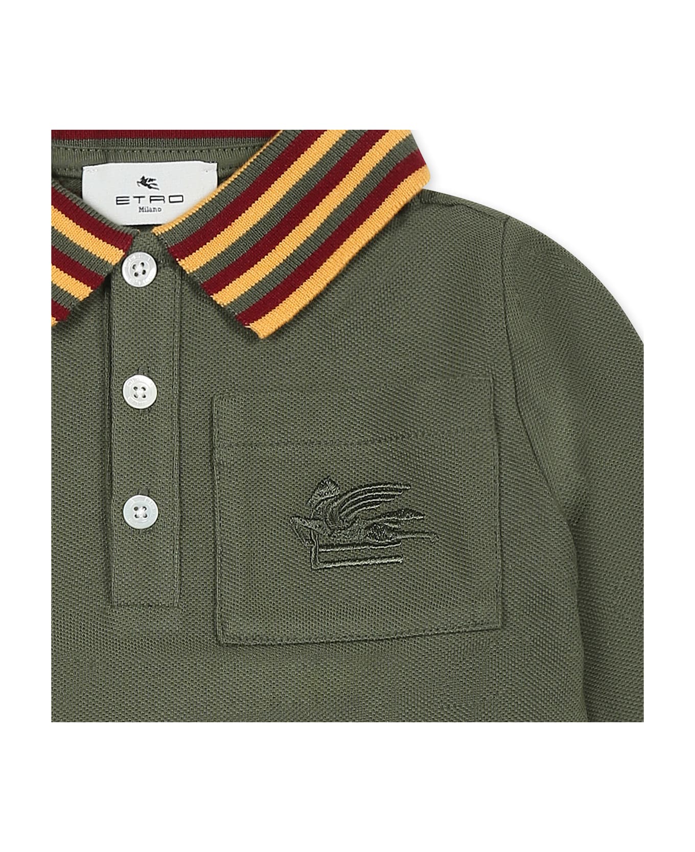 Etro Green Polo Shirt For Baby Boy With Pegasus - Green