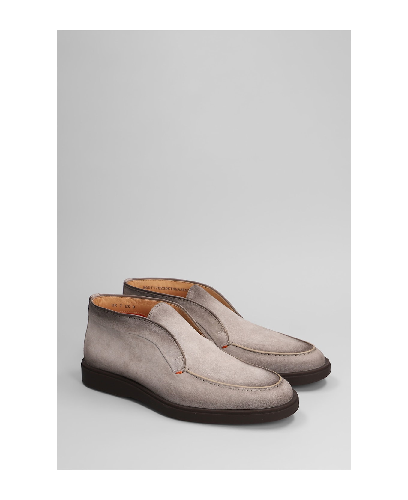 Santoni Dragon Loafers In Grey Suede - grey
