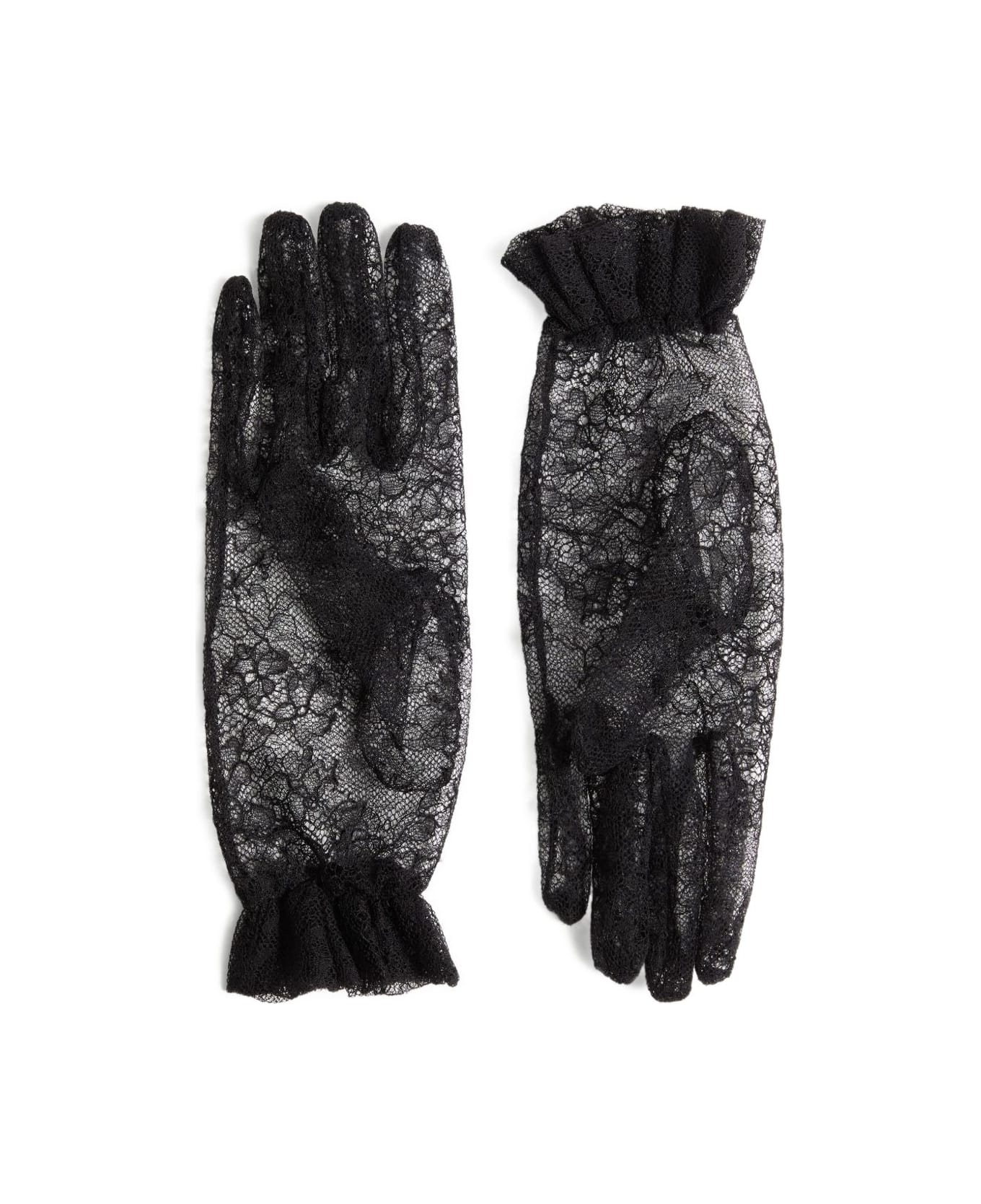 Valentino Garavani Vlogo Lace Gloves - Black