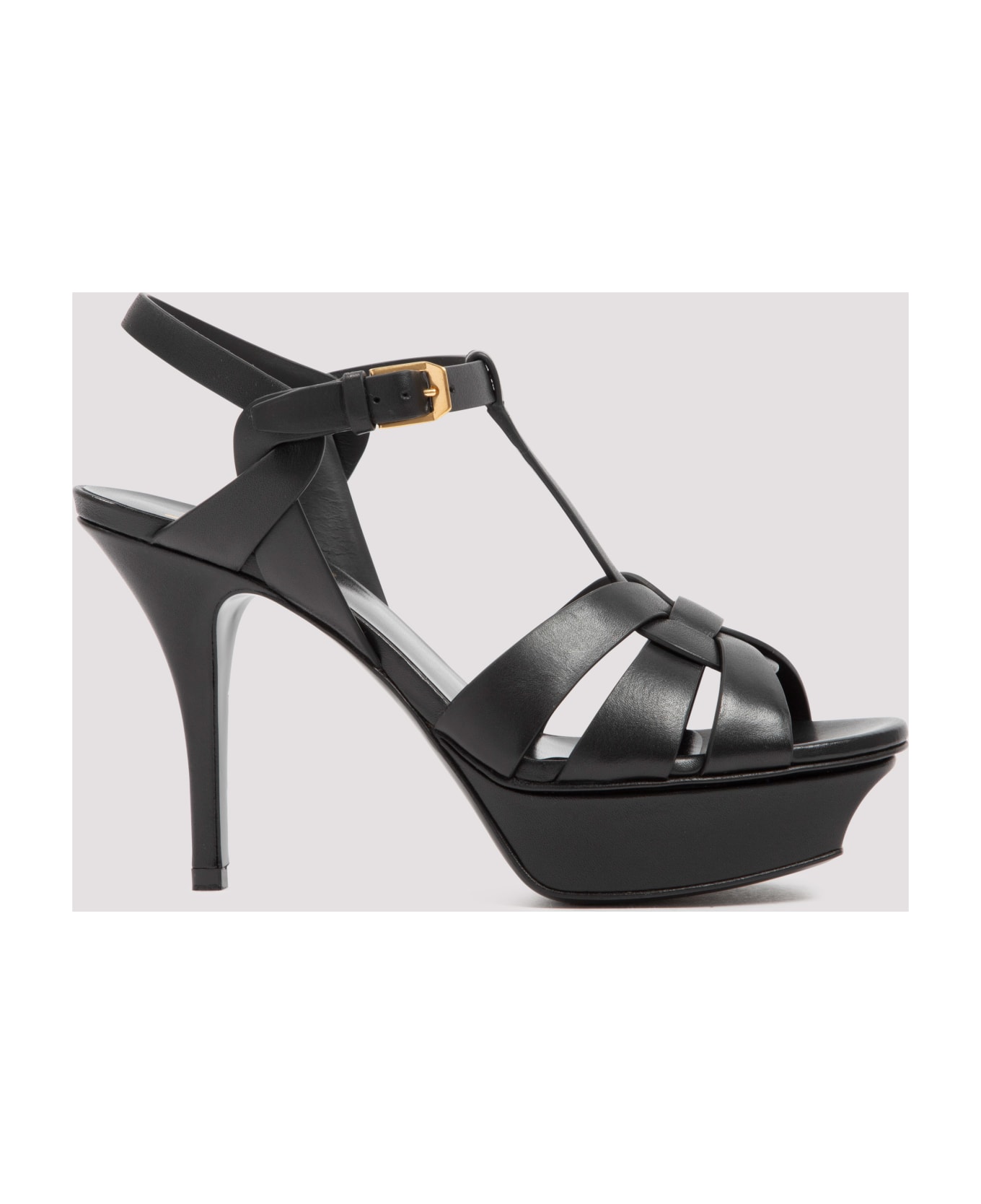 Saint Laurent Leather Tribute Sandals - Nero