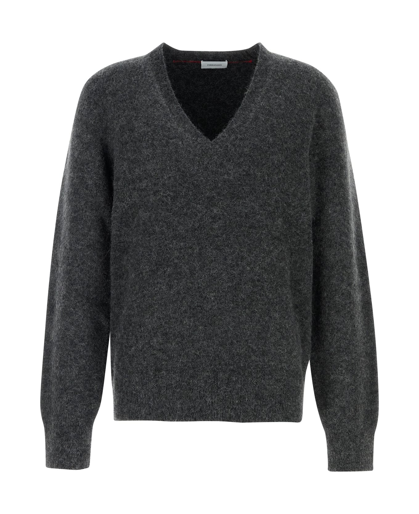 Ferragamo Alpaca V Neck - CHARCOAL