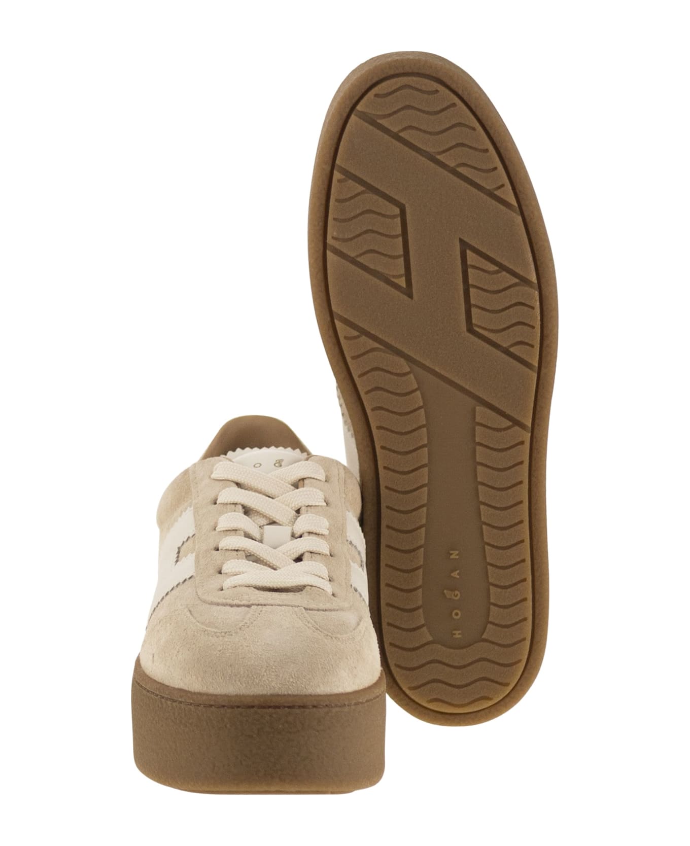 Hogan Cool - Suede Trainers With Thick Soles - Sand