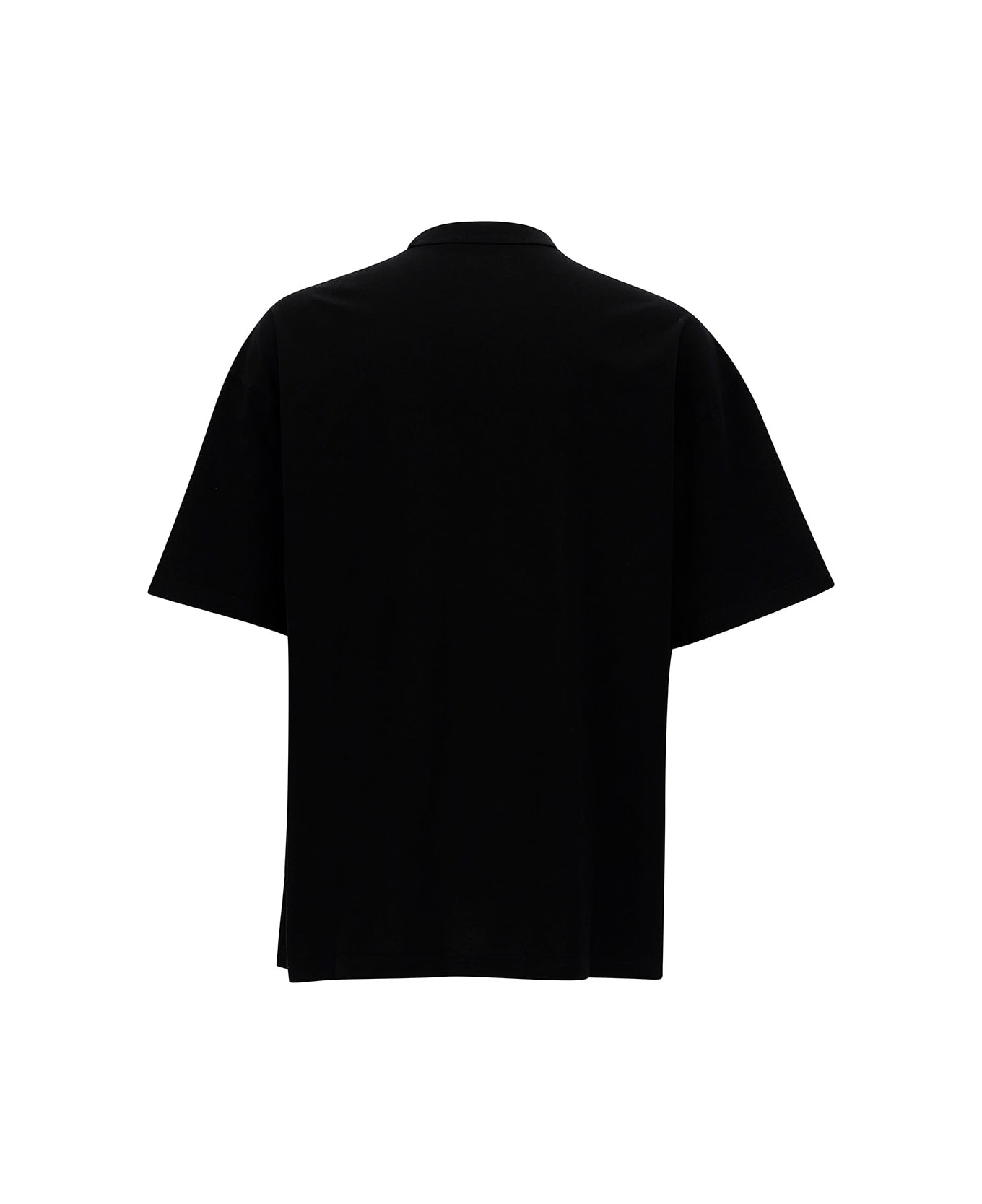 Purple Brand Black Oversized T-shirt With Logo Lettering Print In Cotton Man - Black シャツ