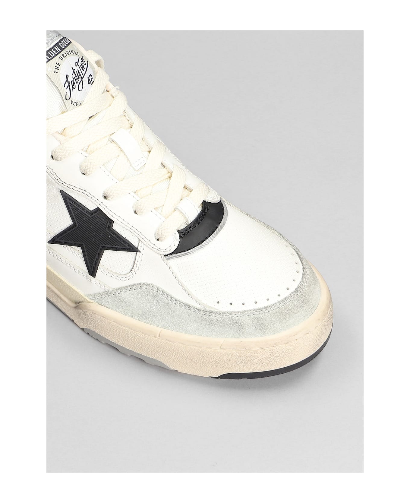 Golden Goose Forty 2 Sneakers In White Leather And Fabric - white