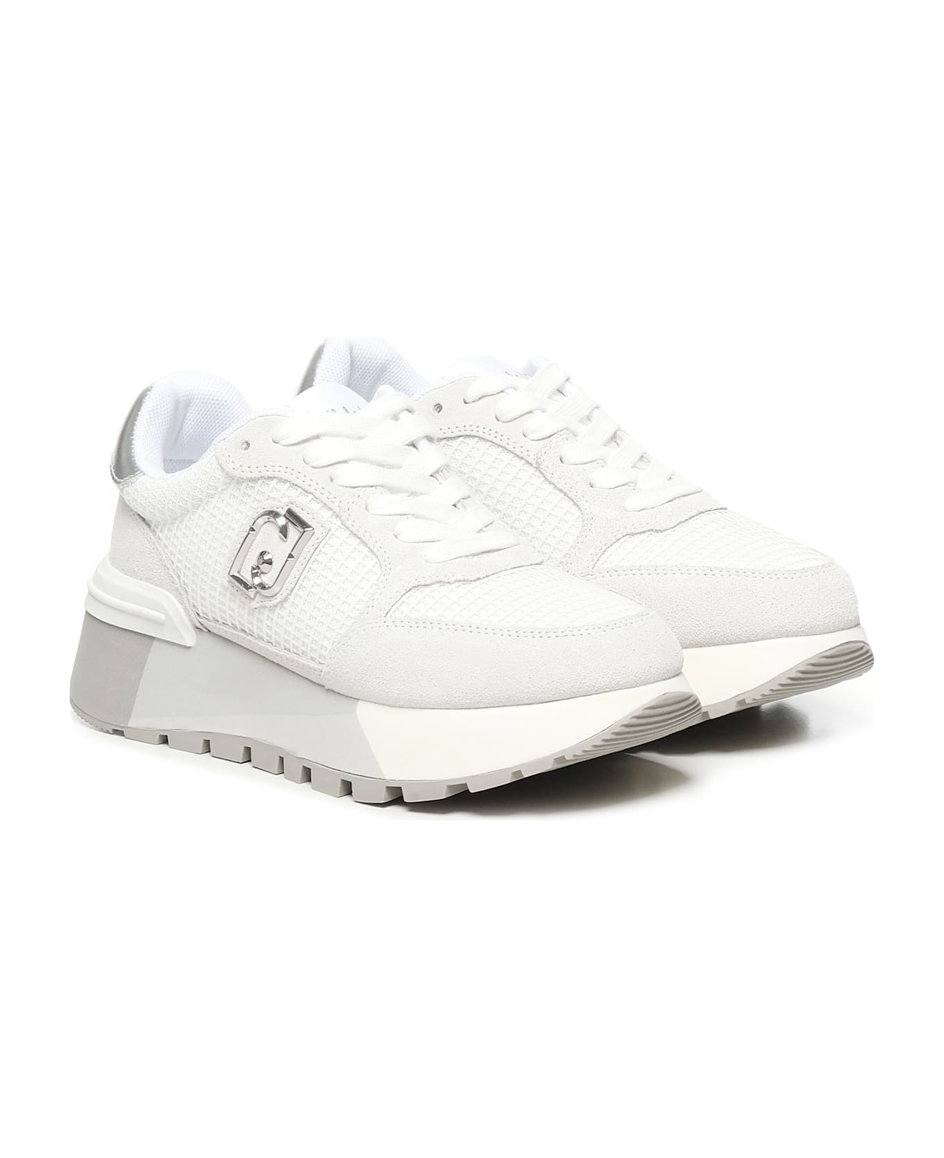 Liu-Jo Suede And Mesh Platform Sneakers - White