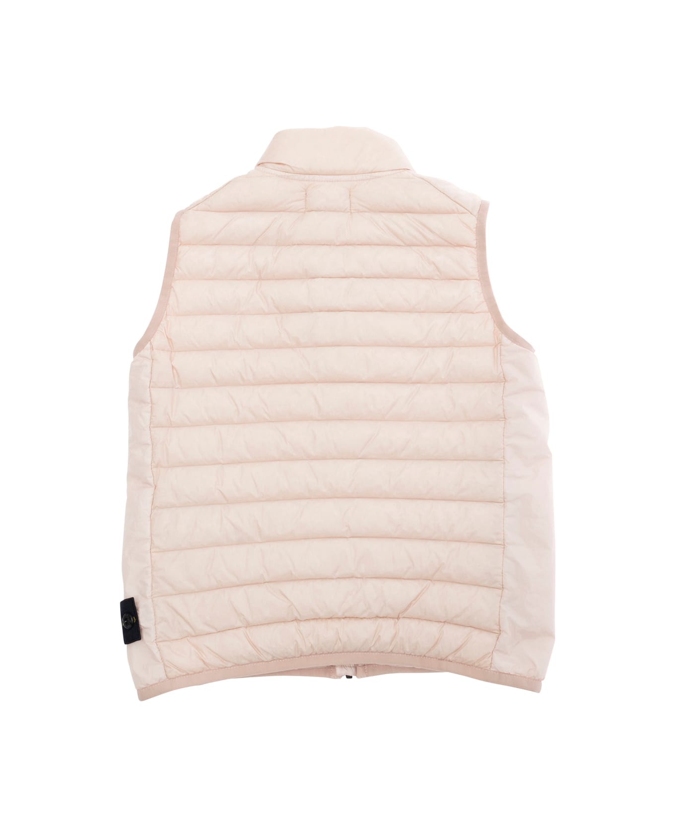 Stone Island Junior Pink Sleeveless Down Jacket With Logo Patch On The Front In Tech Fabric Boy - Pink
