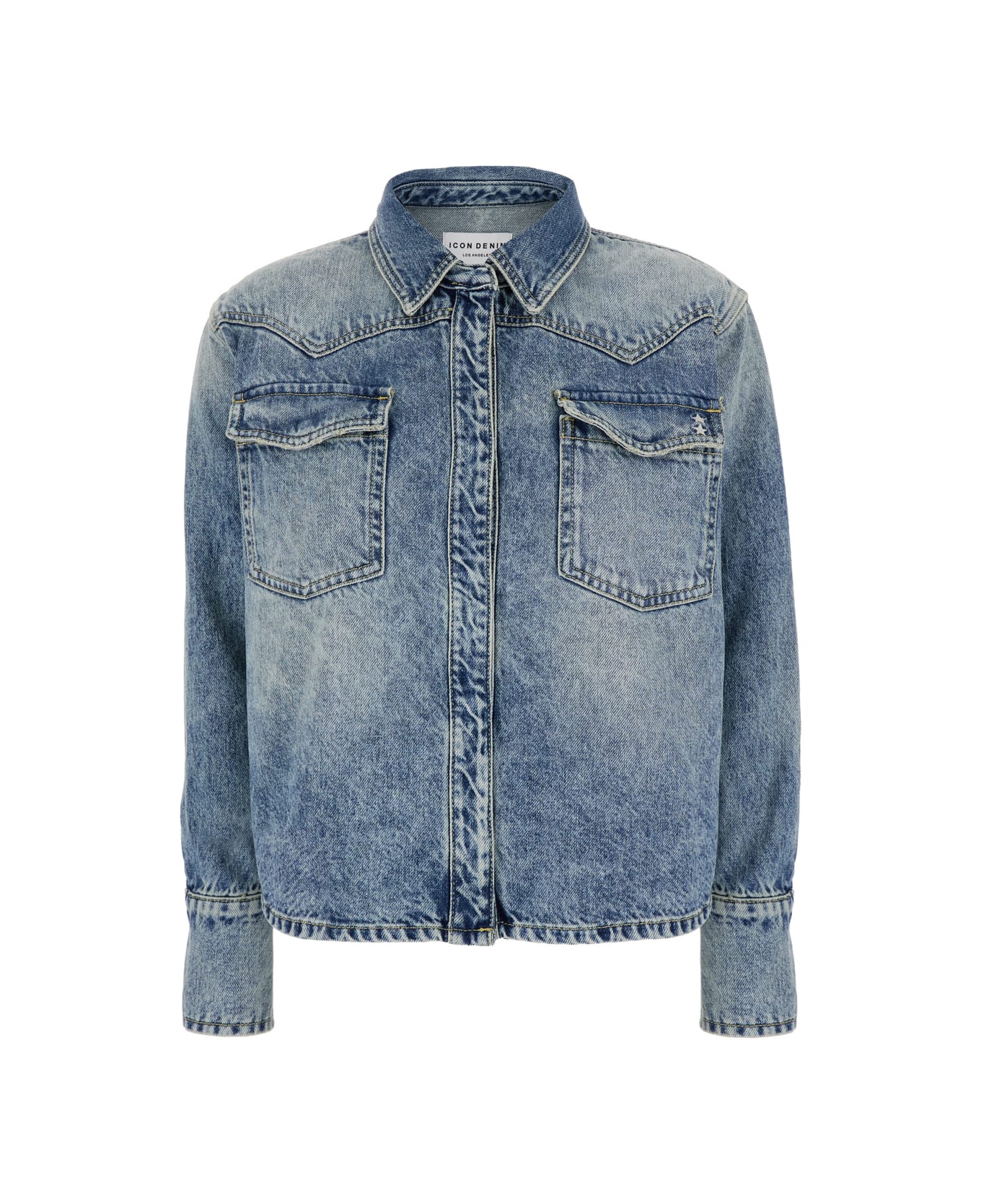 Icon Denim Light Blue Shirt With Classic Collar In Denim Woman - Light blue