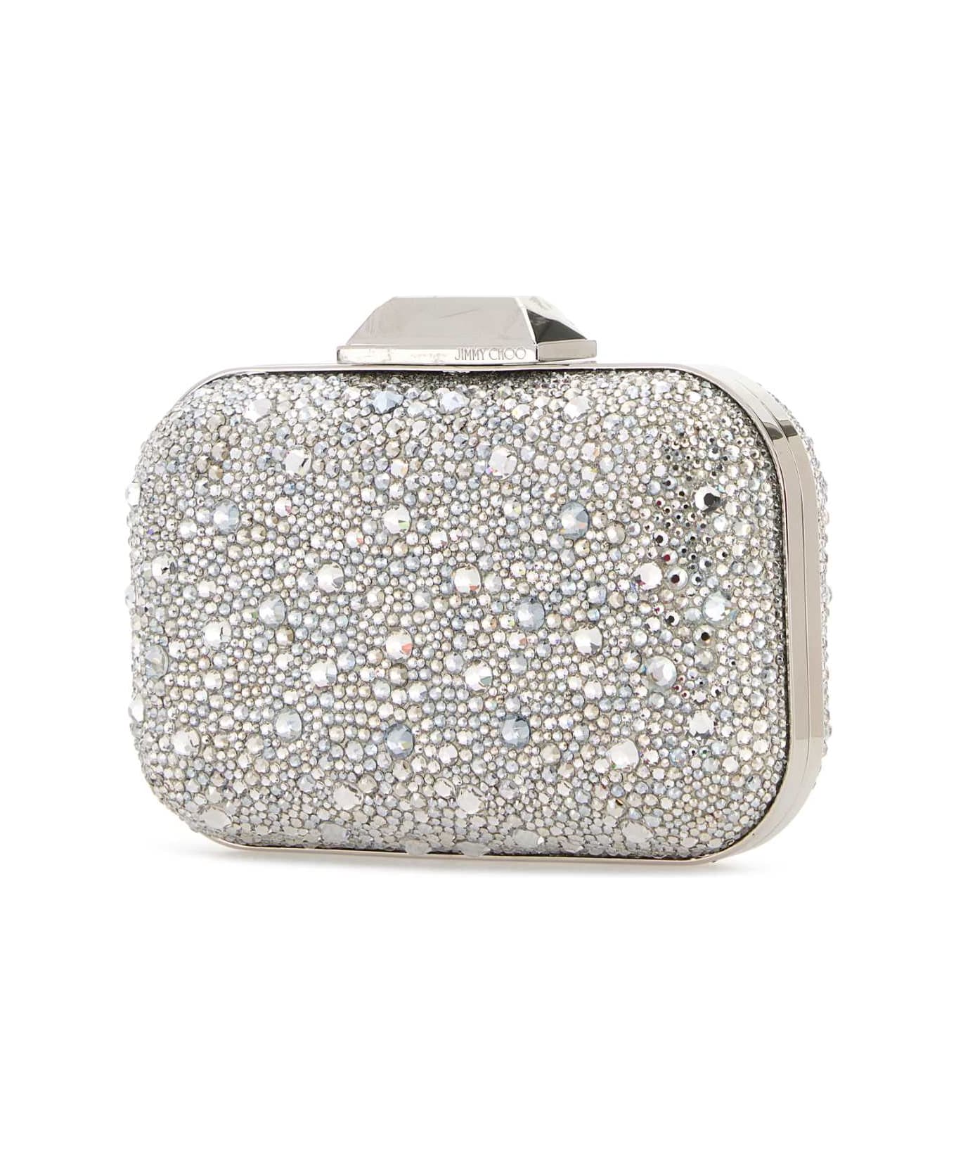 Jimmy Choo Embellished Fabric Cloud Clutch - CRYSTAL
