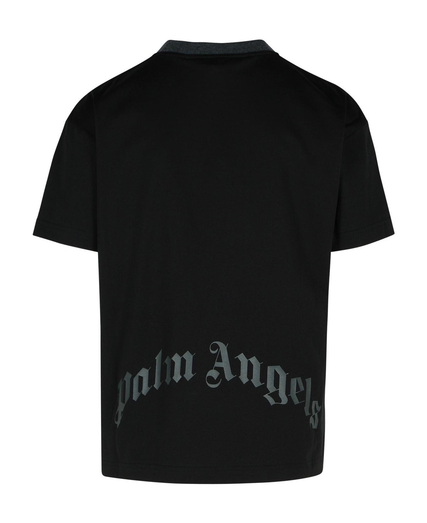 Palm Angels 
palms Curved
 Black Cotton Blend T-shirt - Black