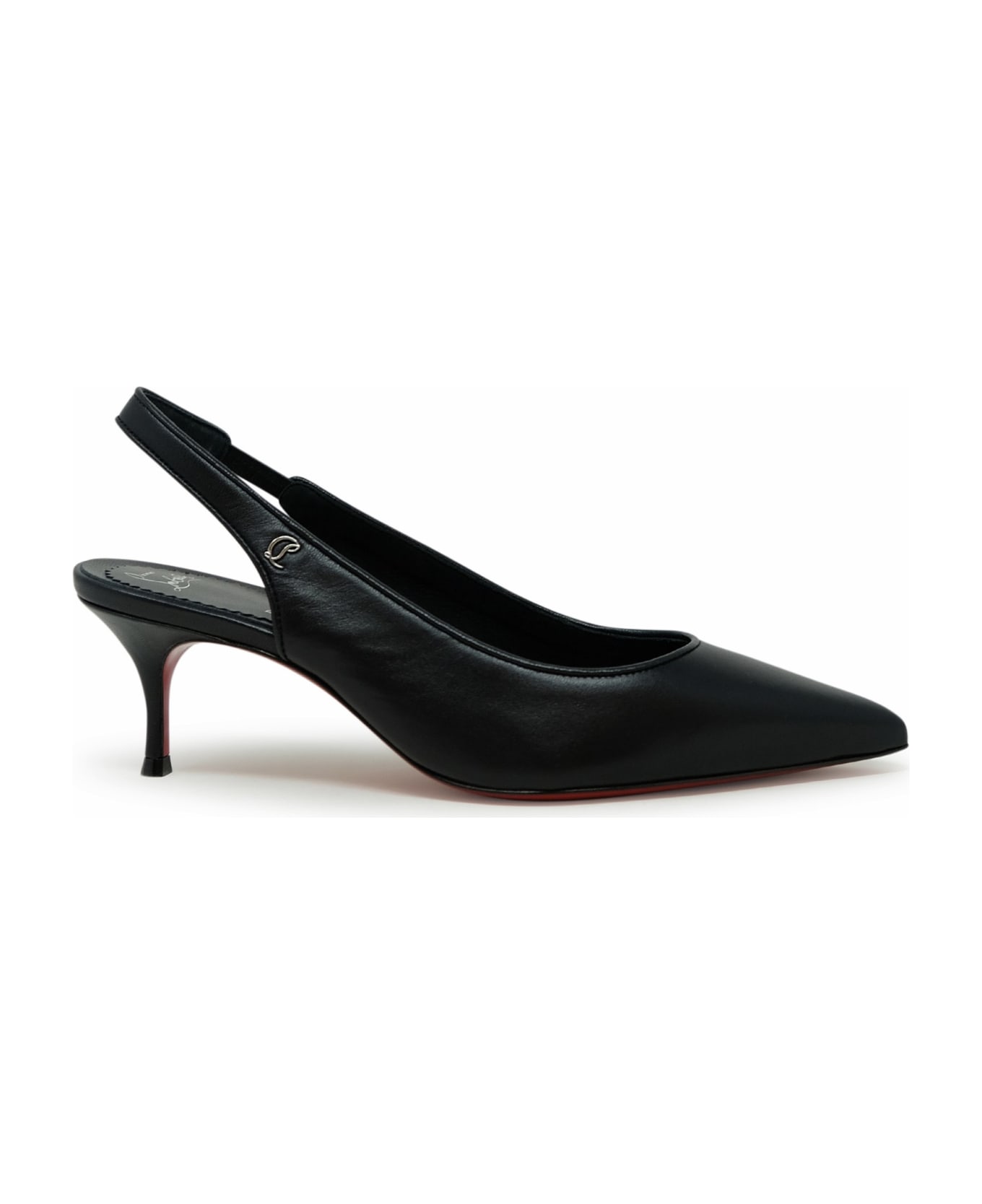Christian Louboutin Black Leather Sporty 55 Sling - Black/lin Black