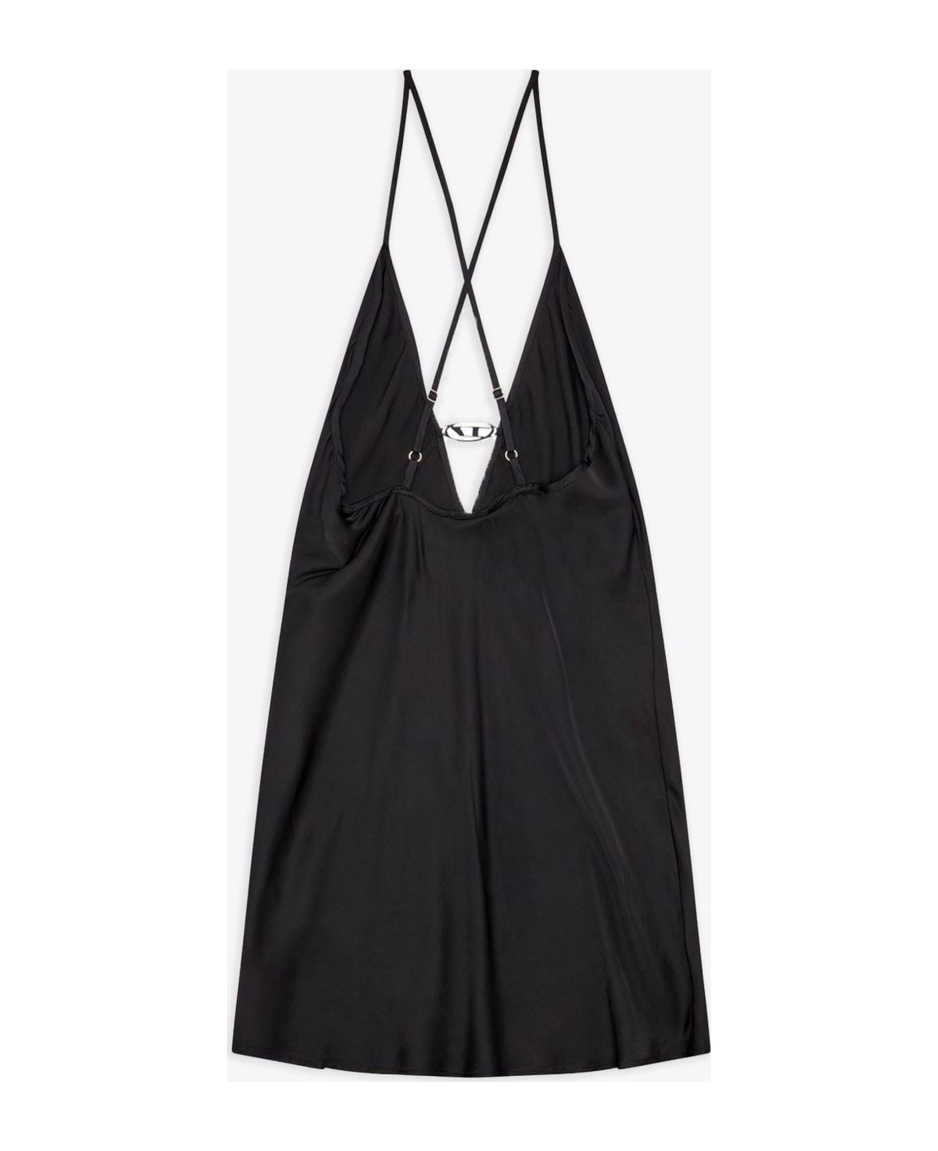 Diesel Ufpt-mayra-d Black satin mini dress with Oval D logo - Ufpt Mayra D - Nero