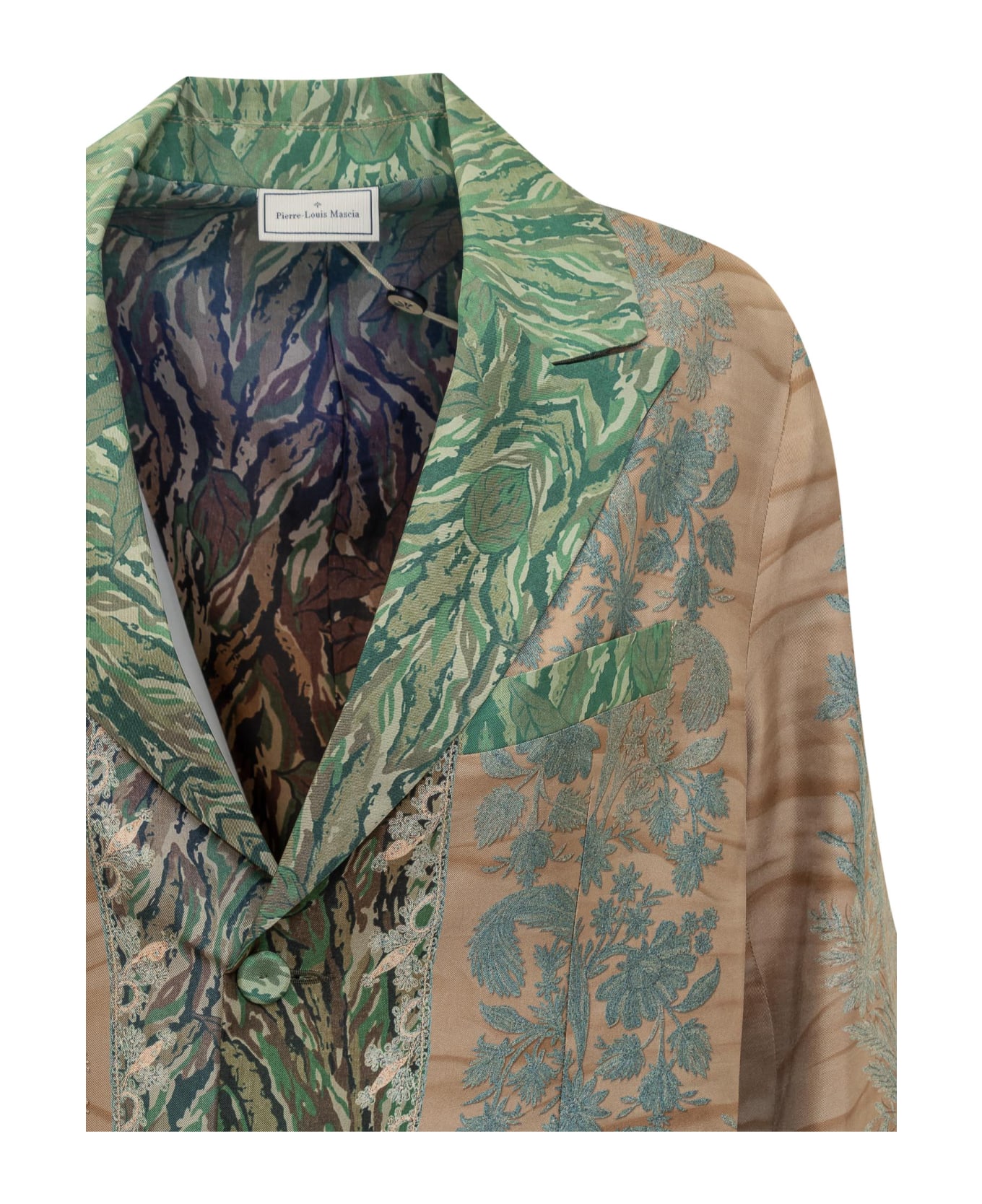 Pierre-Louis Mascia Silk Coat With Floral Pattern - CIPRIA AZZURRO