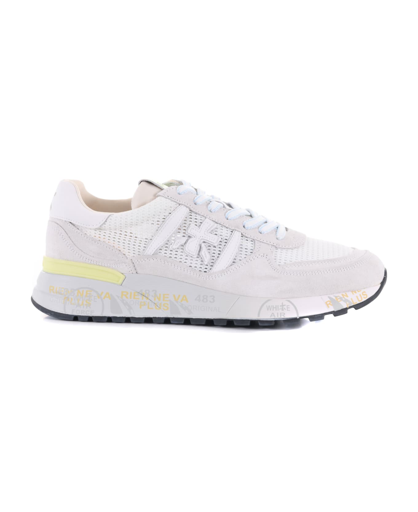 Premiata Sneakers In Suede And Perforated Mesh Scafati Store Available - Ghiaccio/bianco
