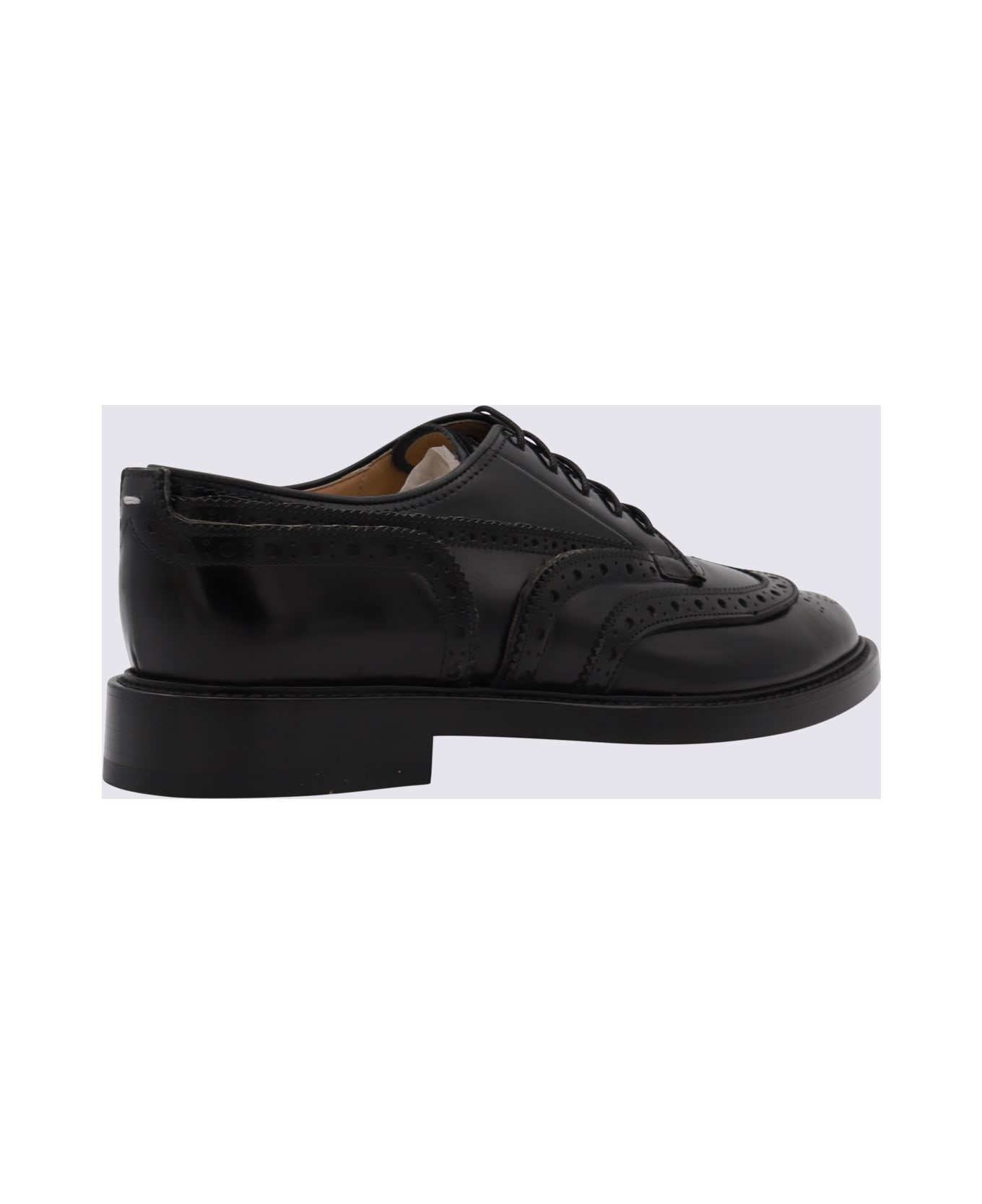 Maison Margiela Black Leather Tabi Lace Up Shoes - Black