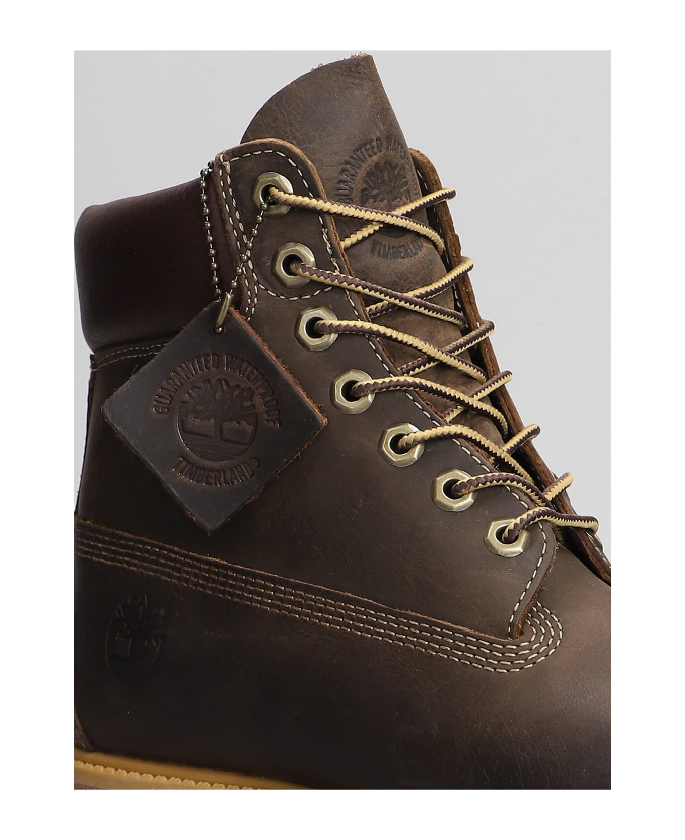 Timberland Prem 6 In Lace Combat Boots In Brown Leather - Brown