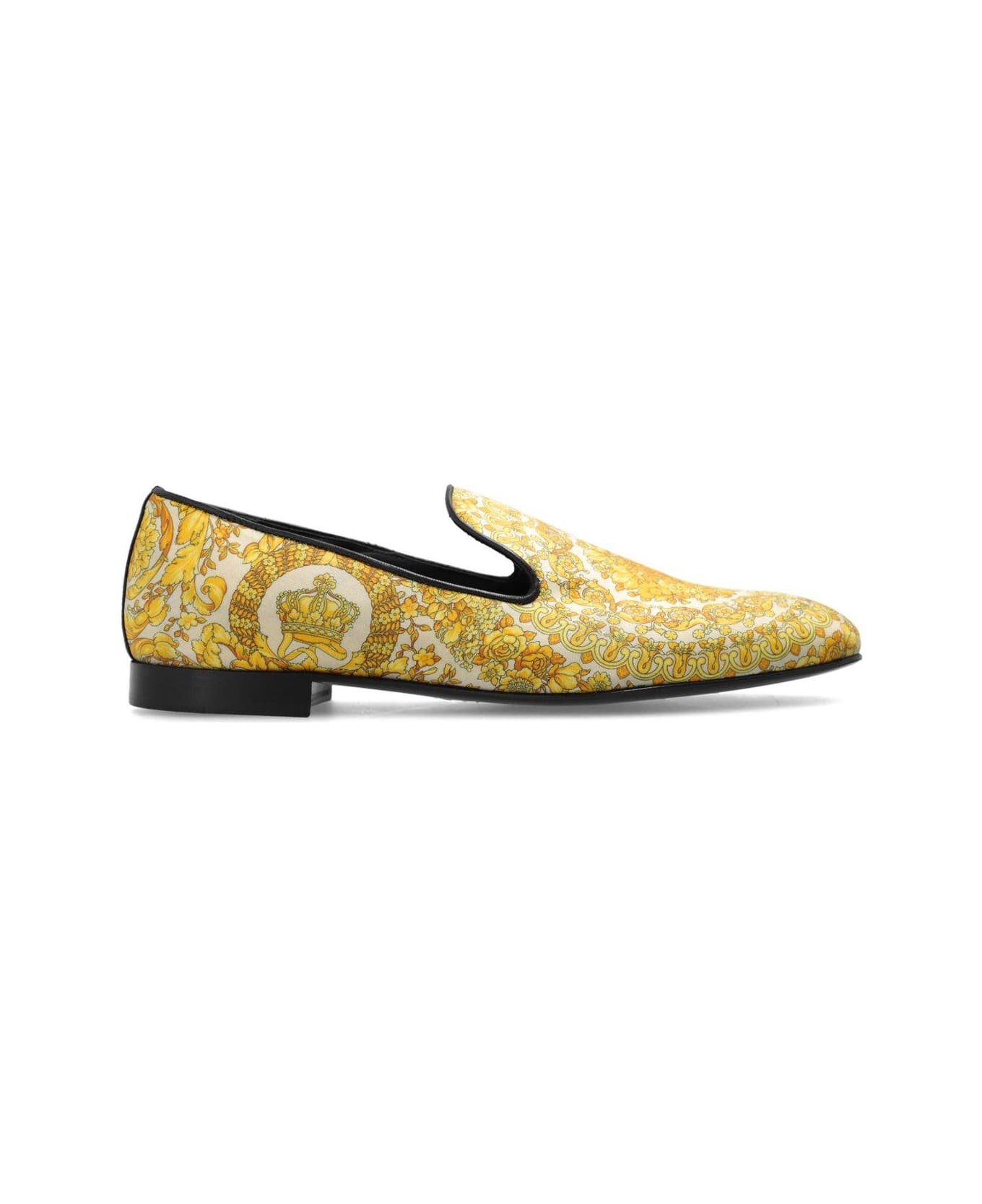 Versace Barocco Printed Slip-on Loafers - YELLOW