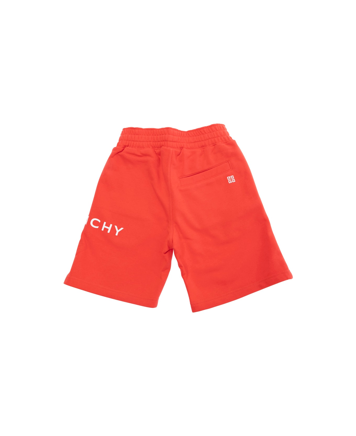 Givenchy Red Shorts With Logo Lettering On The Side And 4g Logo On The Rear In Cotton Blend Boy - Red