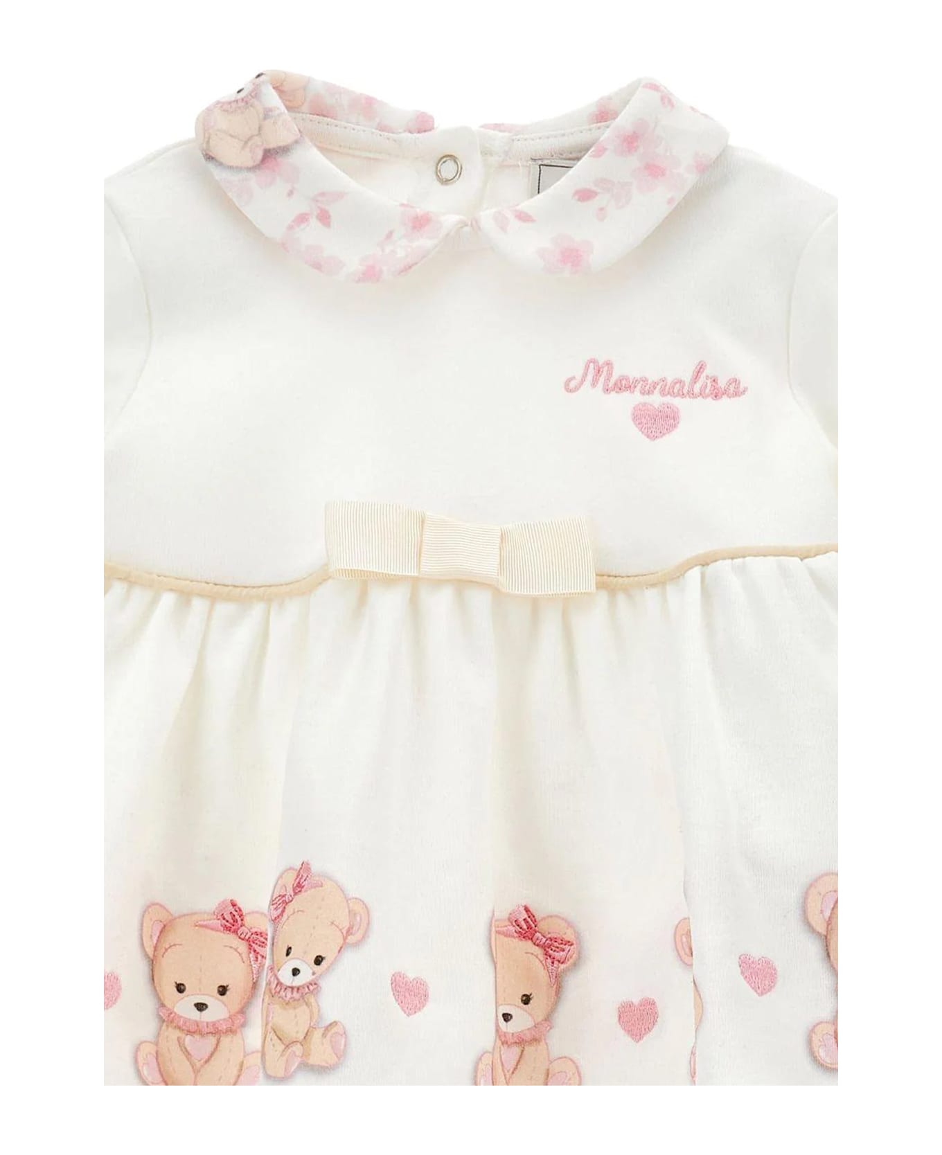 Monnalisa Ivory Birth Set For Baby Girl With Teddy Bears - Ivory