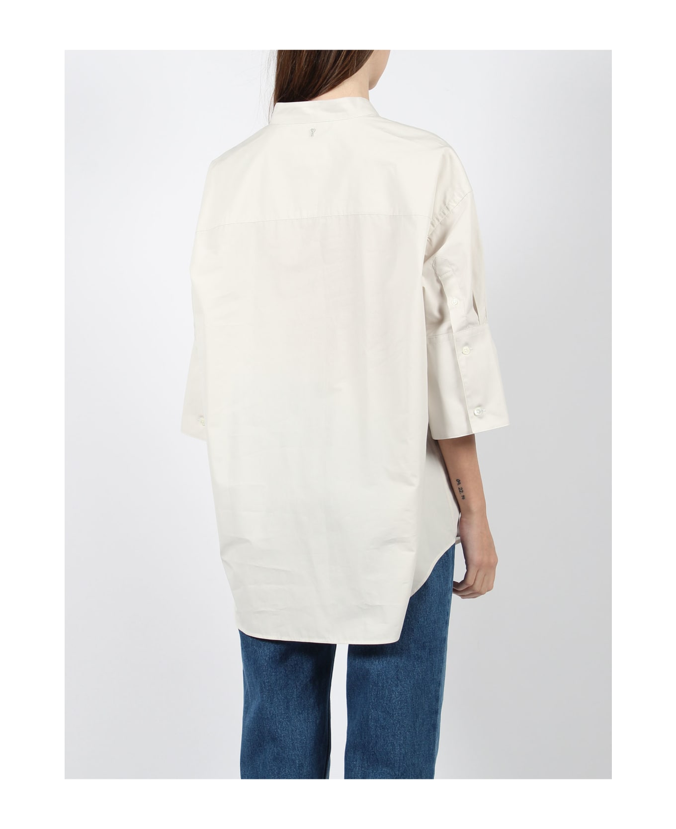 Ami Alexandre Mattiussi Mao Collar Oversize Shirt - White