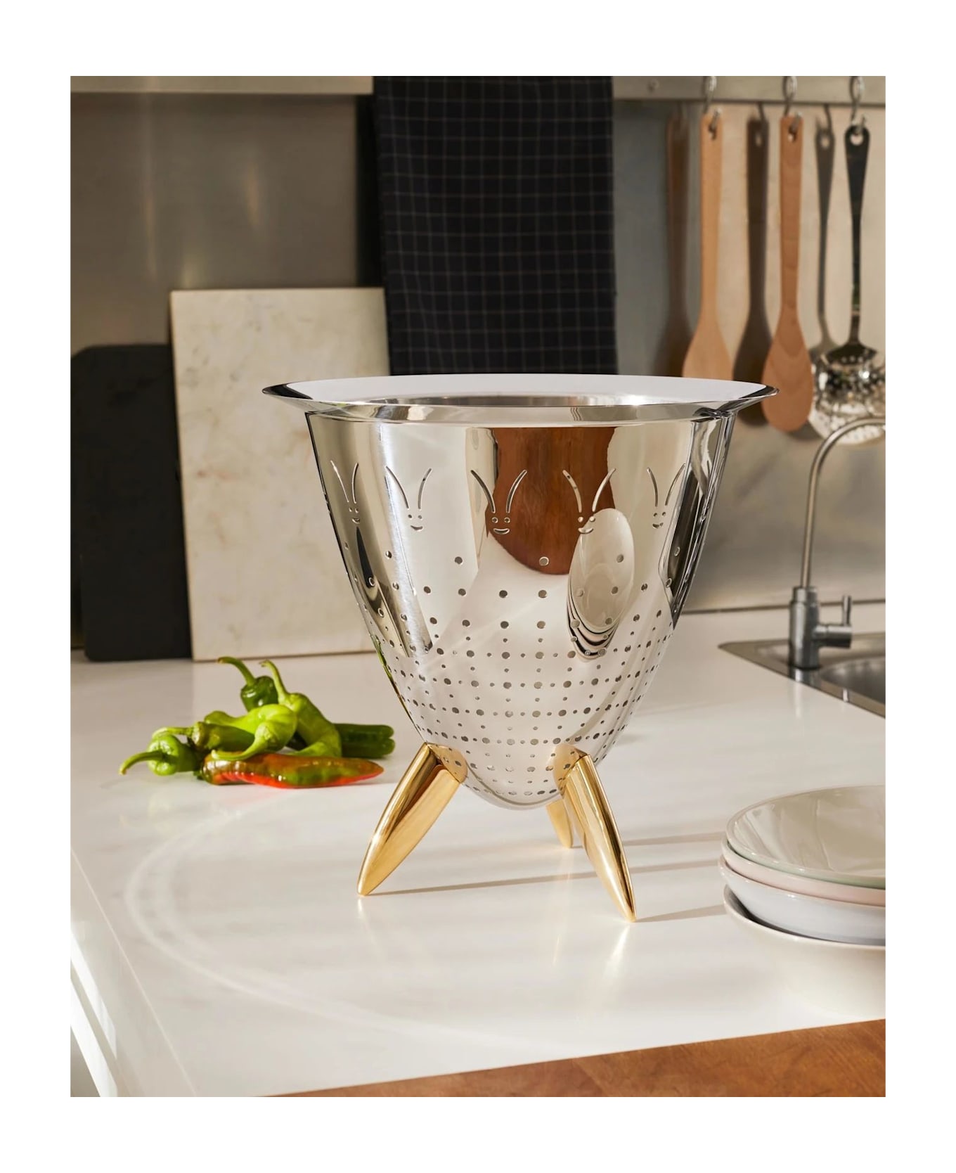 Alessi Max Le Chinois Scolatoio - Acciaio / Ottone