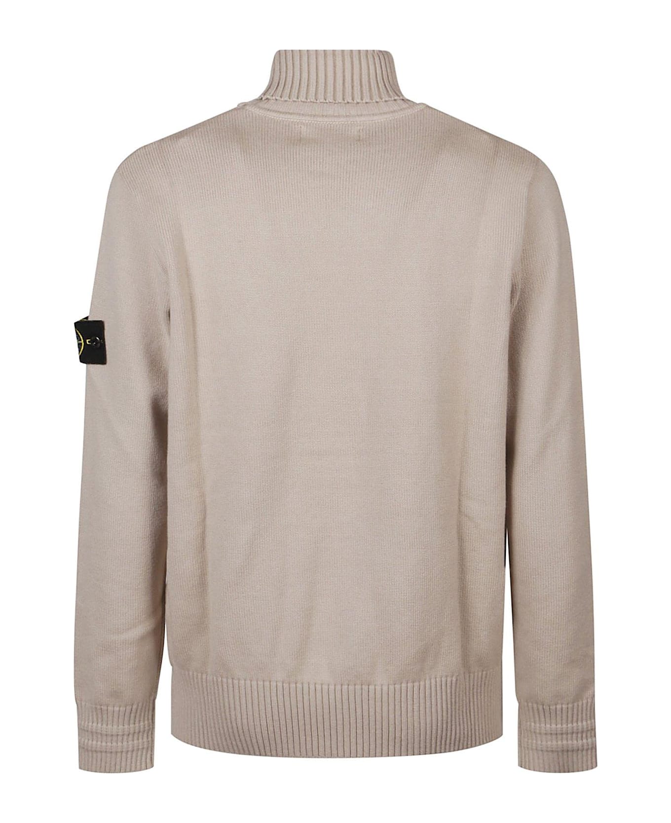 Stone Island Logo Patch Roll Neck Jumper - NEUTRALS