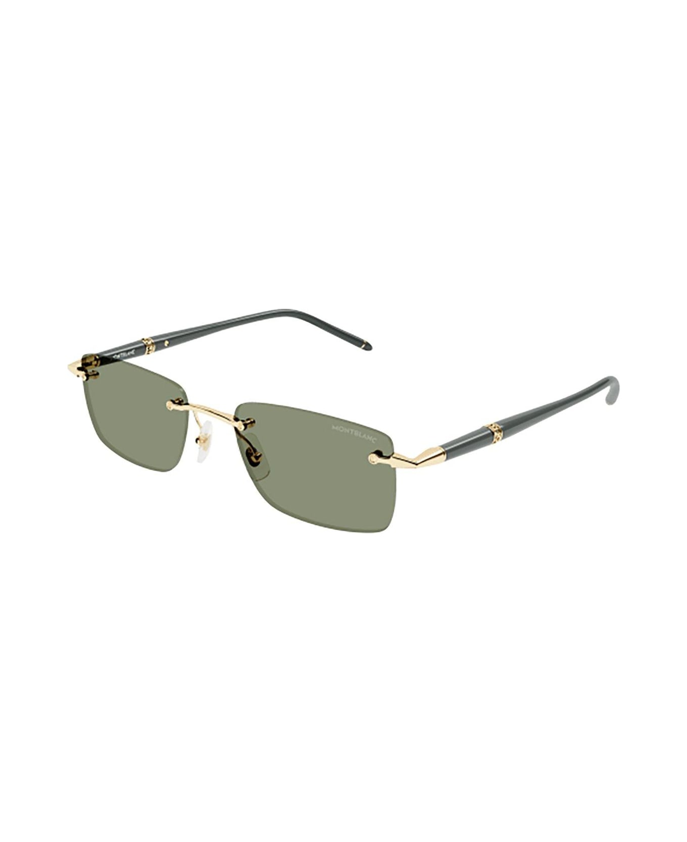 Montblanc Rectangle Frame Sunglasses - 005 gold grey green