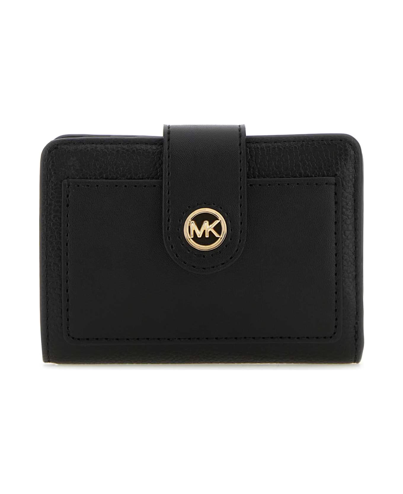 Michael Kors Black Leather Wallet - BLACK 財布