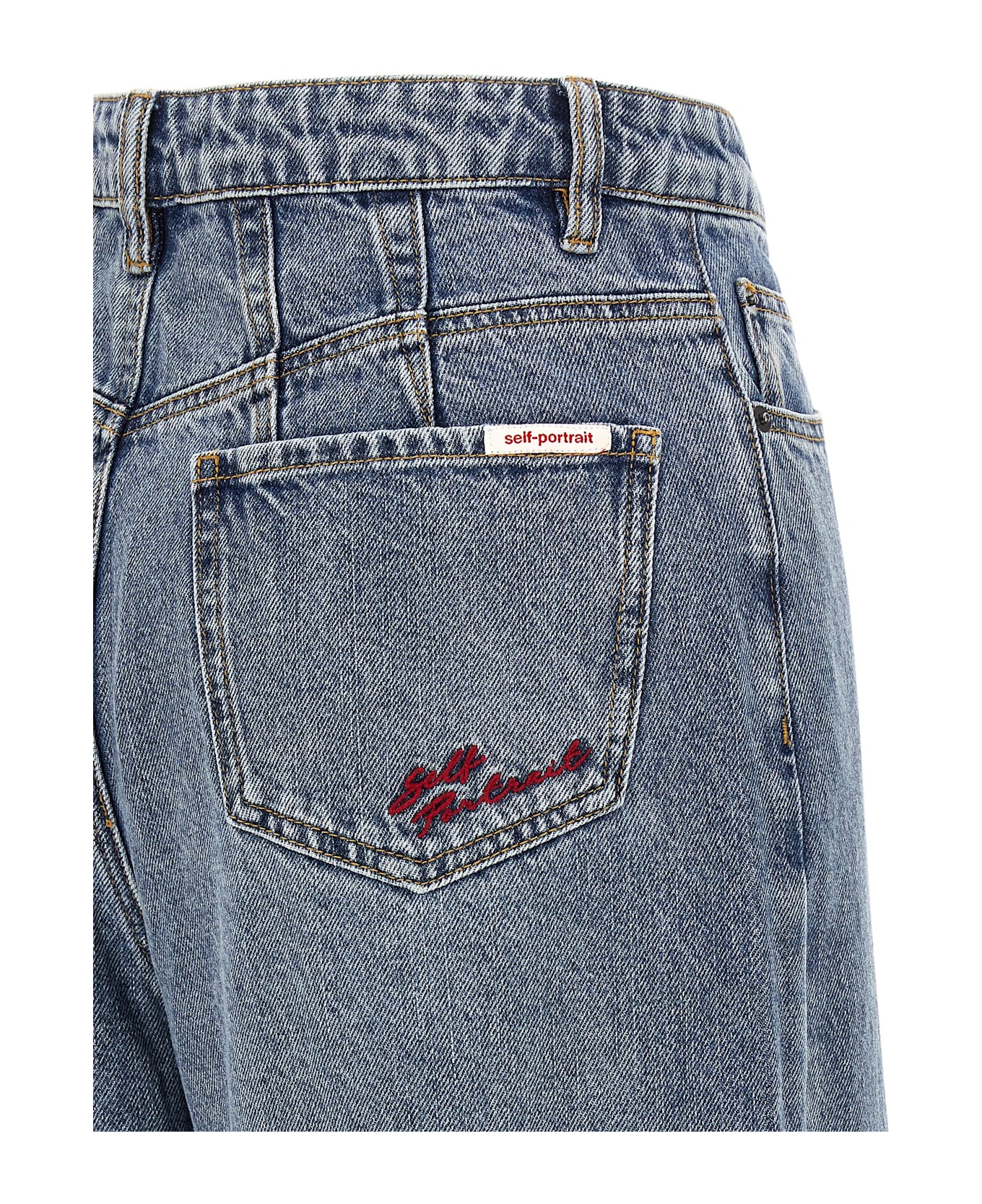 self-portrait 'blue Barrel Leg' Jeans - Blue