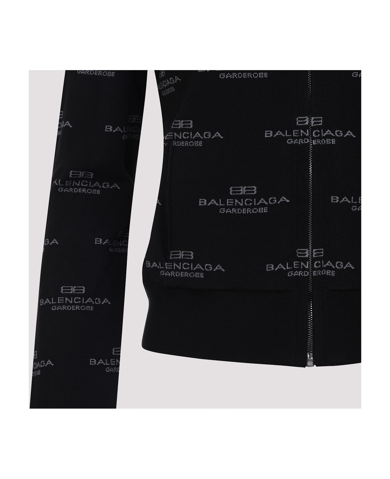 Balenciaga All-over Zip-up Cardigan - Black Grey