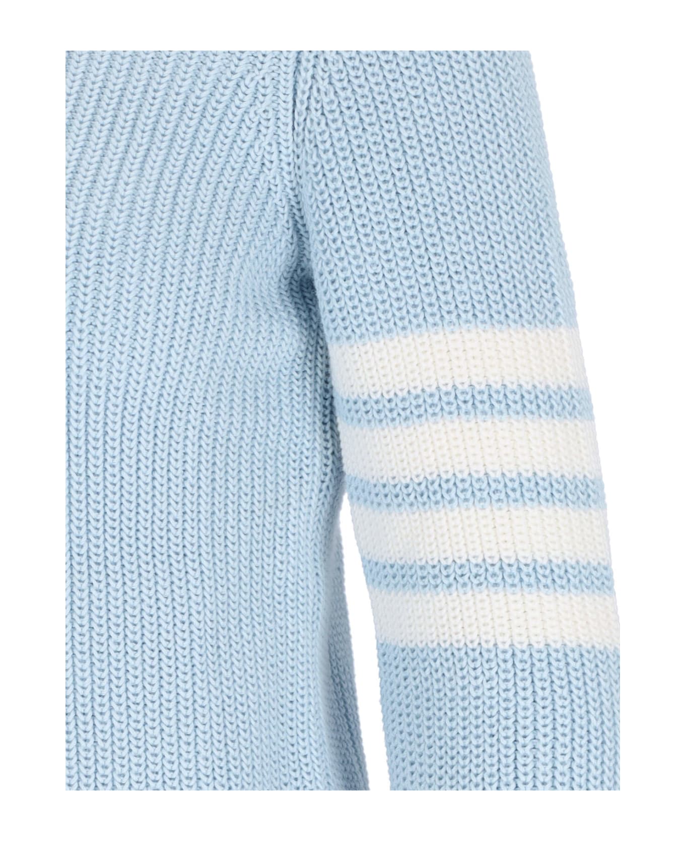 Thom Browne 'half Stitch Crew Neck' Cotton Pullover - Light blue ニットウェア