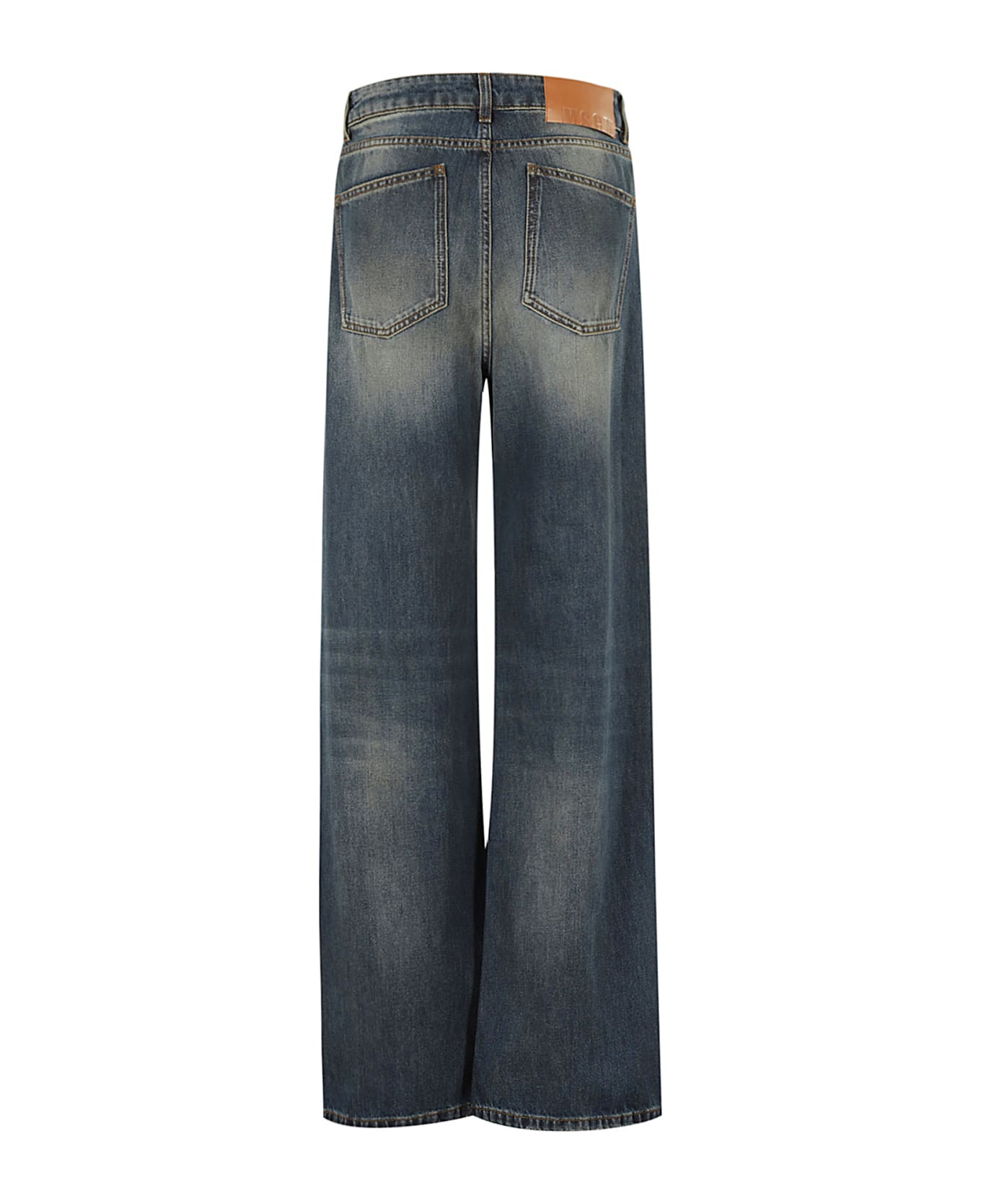 MSGM Whisker Effect Wide Leg Jeans Msgm - Blue