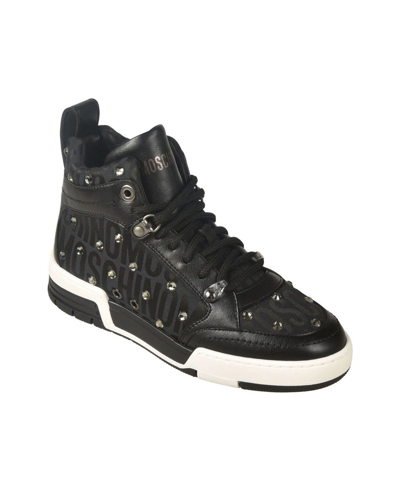Moschino Logo-printed High-top Lace-up Sneakers - 000 スニーカー