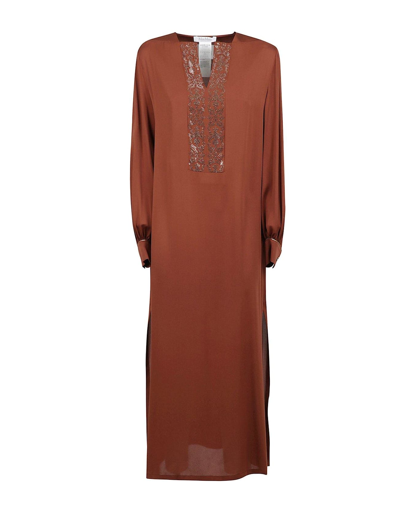 Max Mara Sansone V-neck Long-sleeved Dress - Marrone