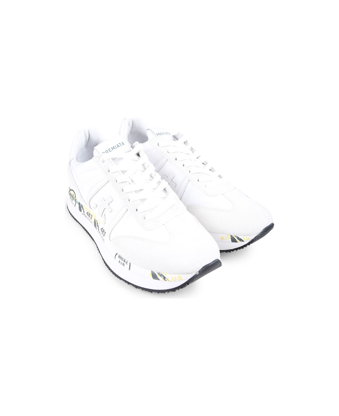 Premiata White Sneakers For Woman With Logo - Green