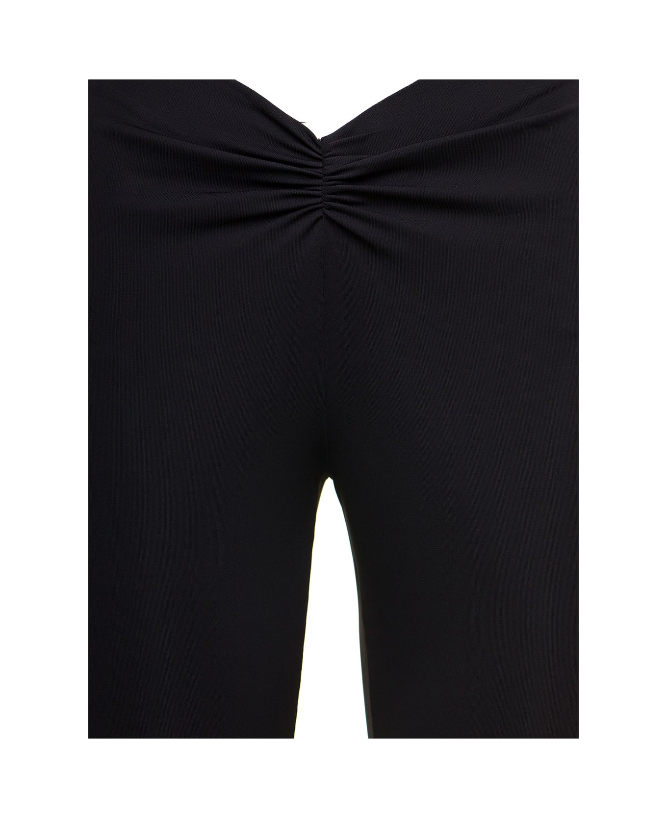 The Andamane Black Maxi Flare Pants With Ruched Detail In Polyester Woman - Black